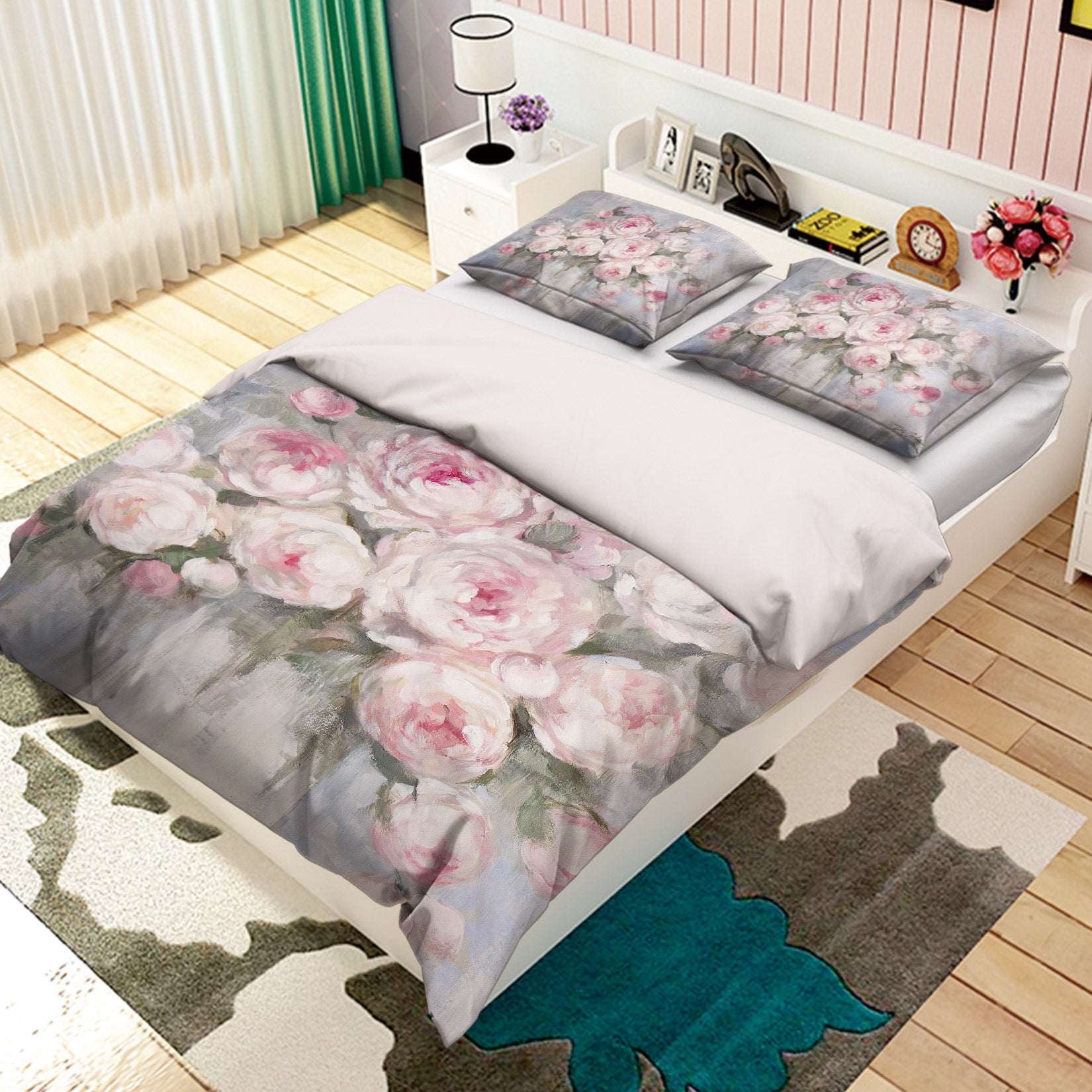 3D White Pink Flower Bush 2119 Debi Coules Bedding Bed Pillowcases Quilt