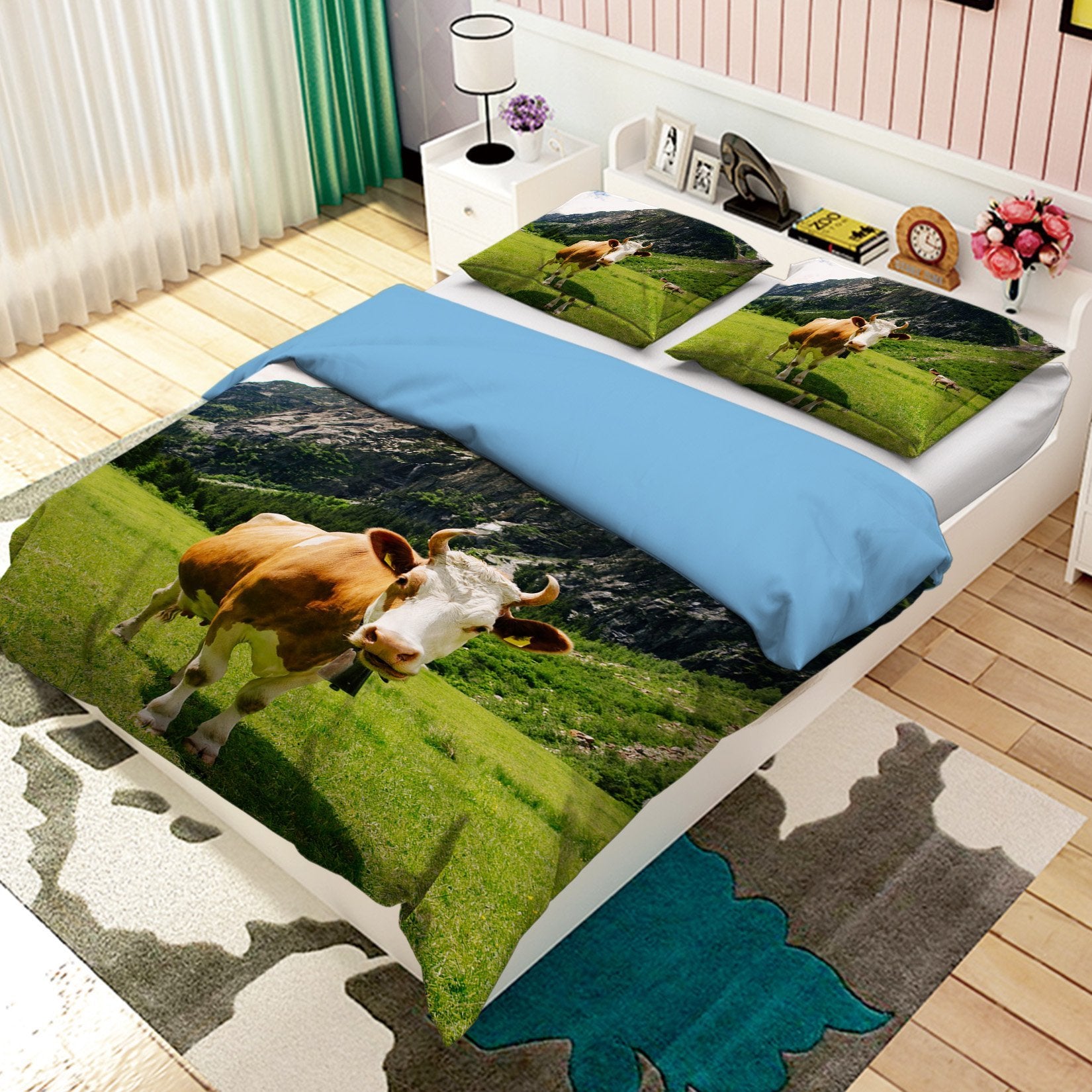 3D Prairie Cow 1904 Bed Pillowcases Quilt Quiet Covers AJ Creativity Home 