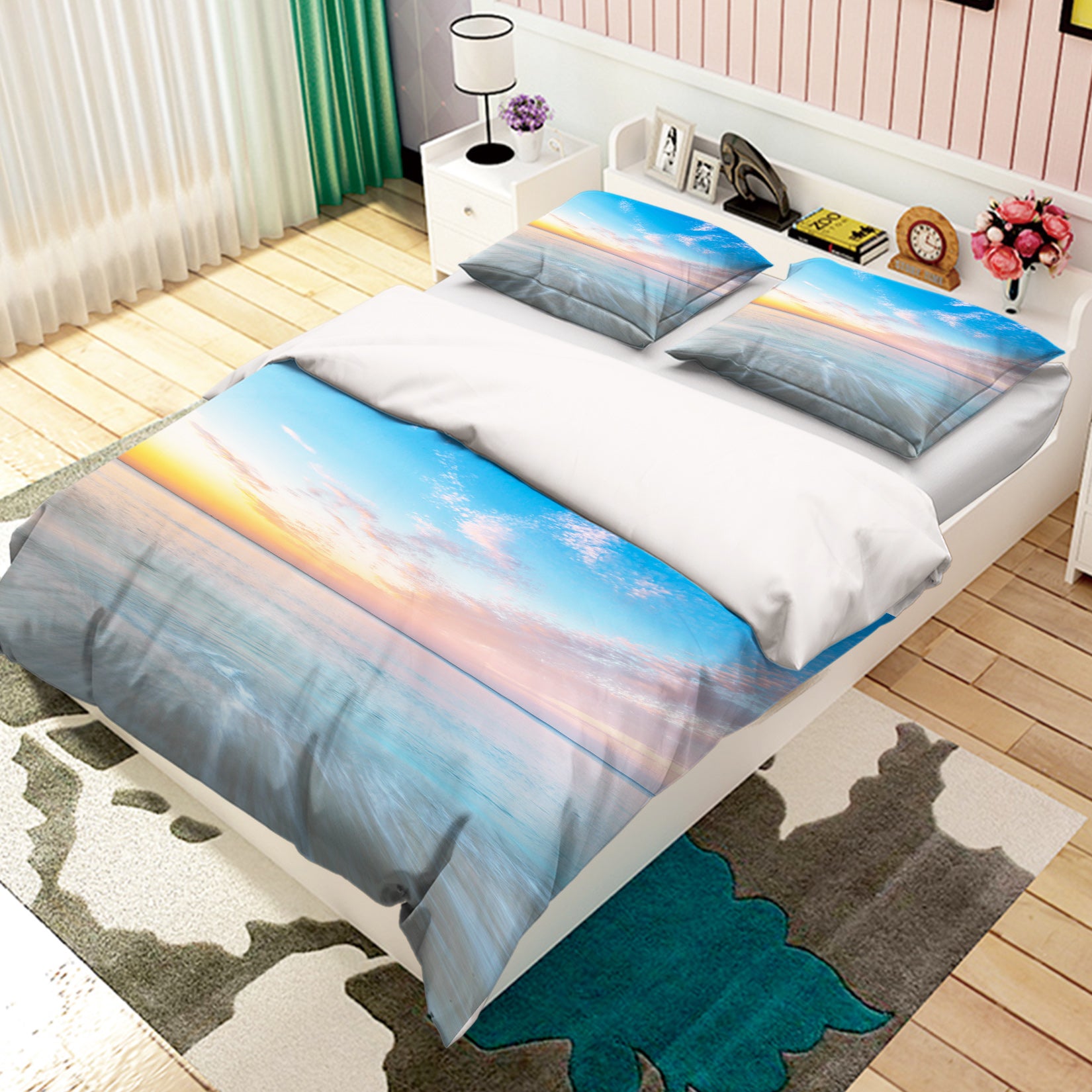 3D Sunset Blue Sea 1023 Assaf Frank Bedding Bed Pillowcases Quilt