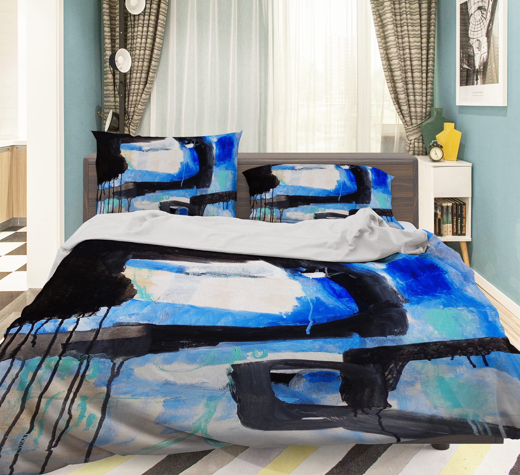 3D Black Blue Ink 1170 Misako Chida Bedding Bed Pillowcases Quilt Cover Duvet Cover
