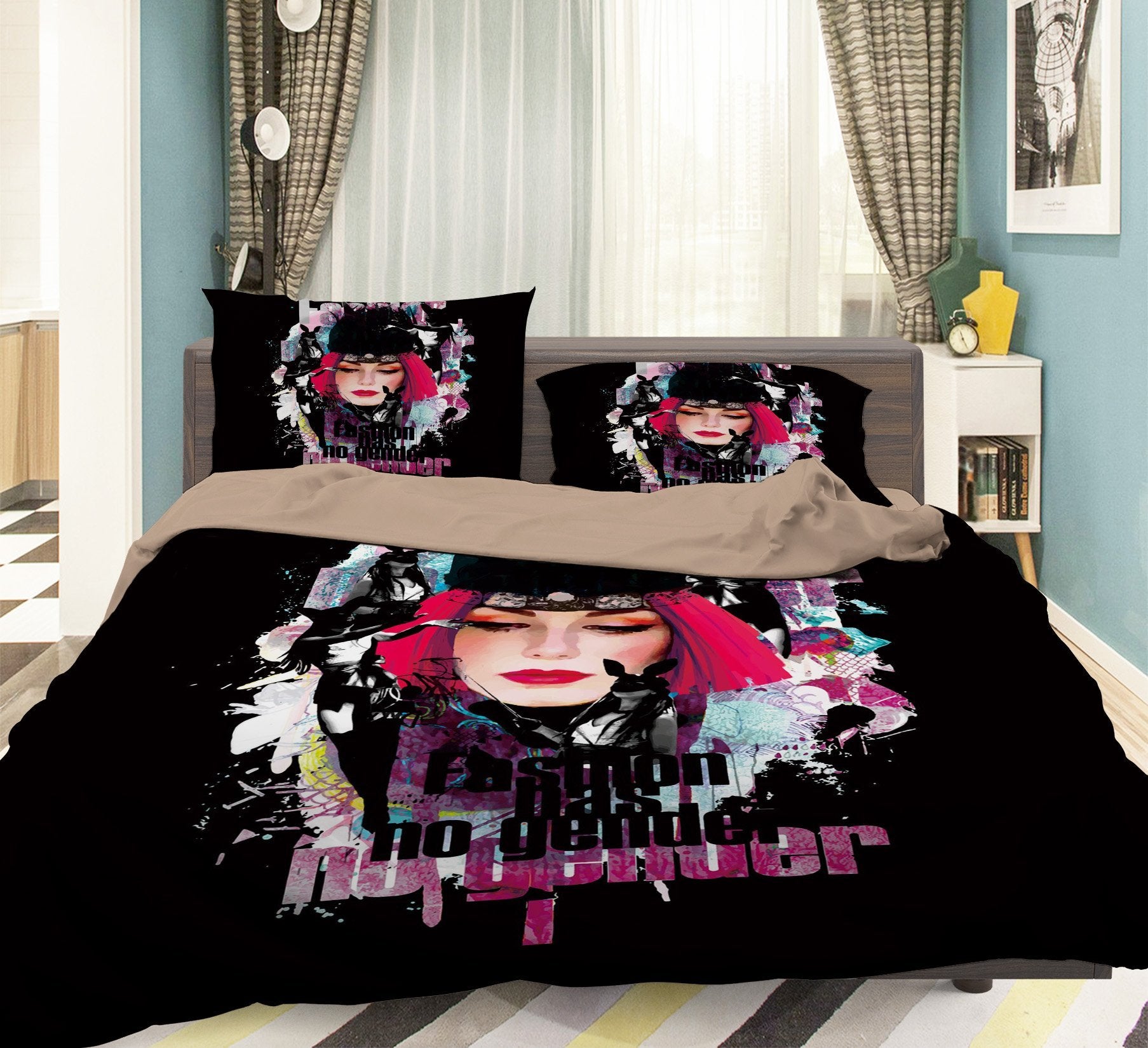 3D Woman Black Hat 047 Bed Pillowcases Quilt Wallpaper AJ Wallpaper 