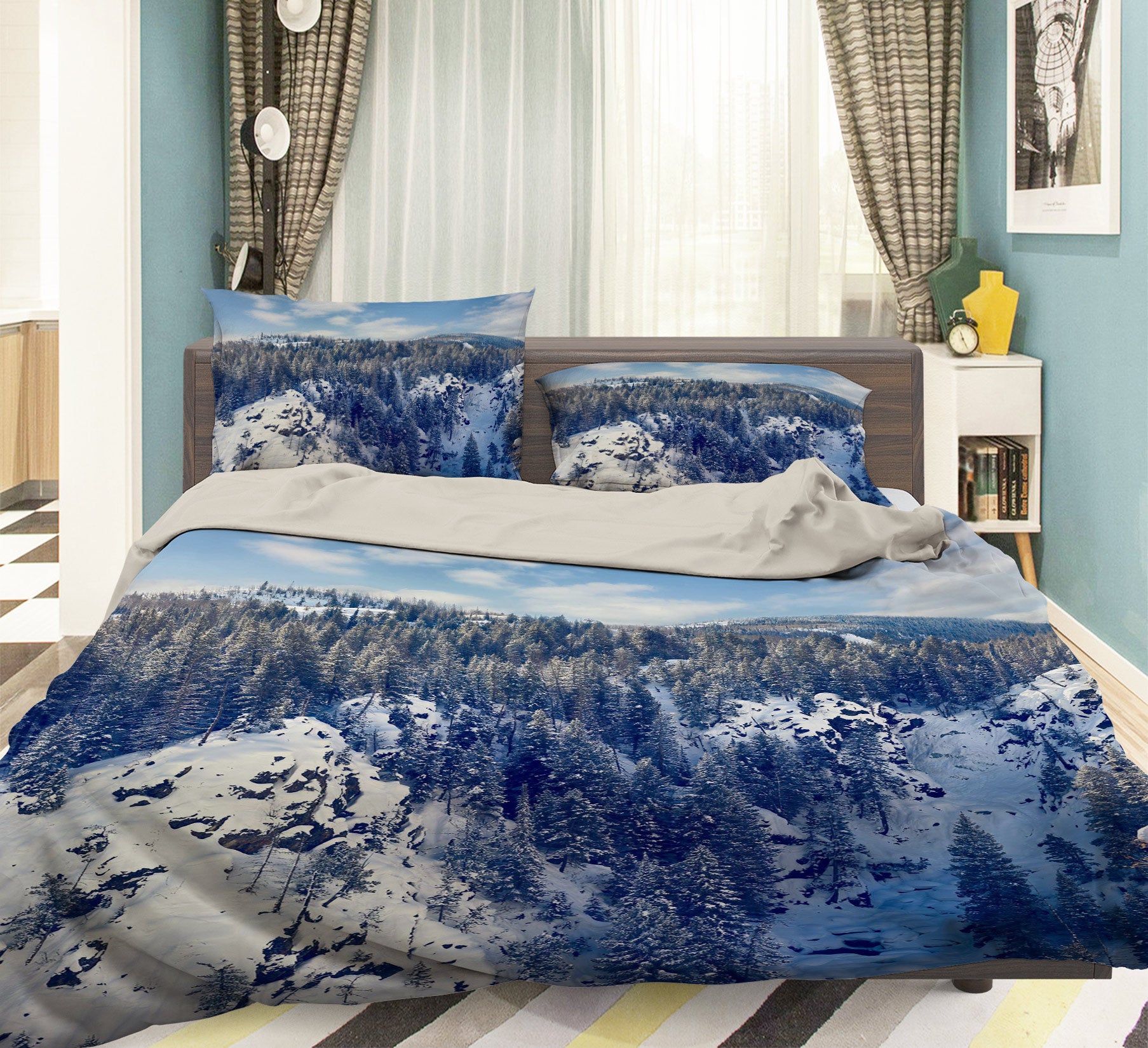 3D Snow Mountain Forest 8535 Beth Sheridan Bedding Bed Pillowcases Quilt
