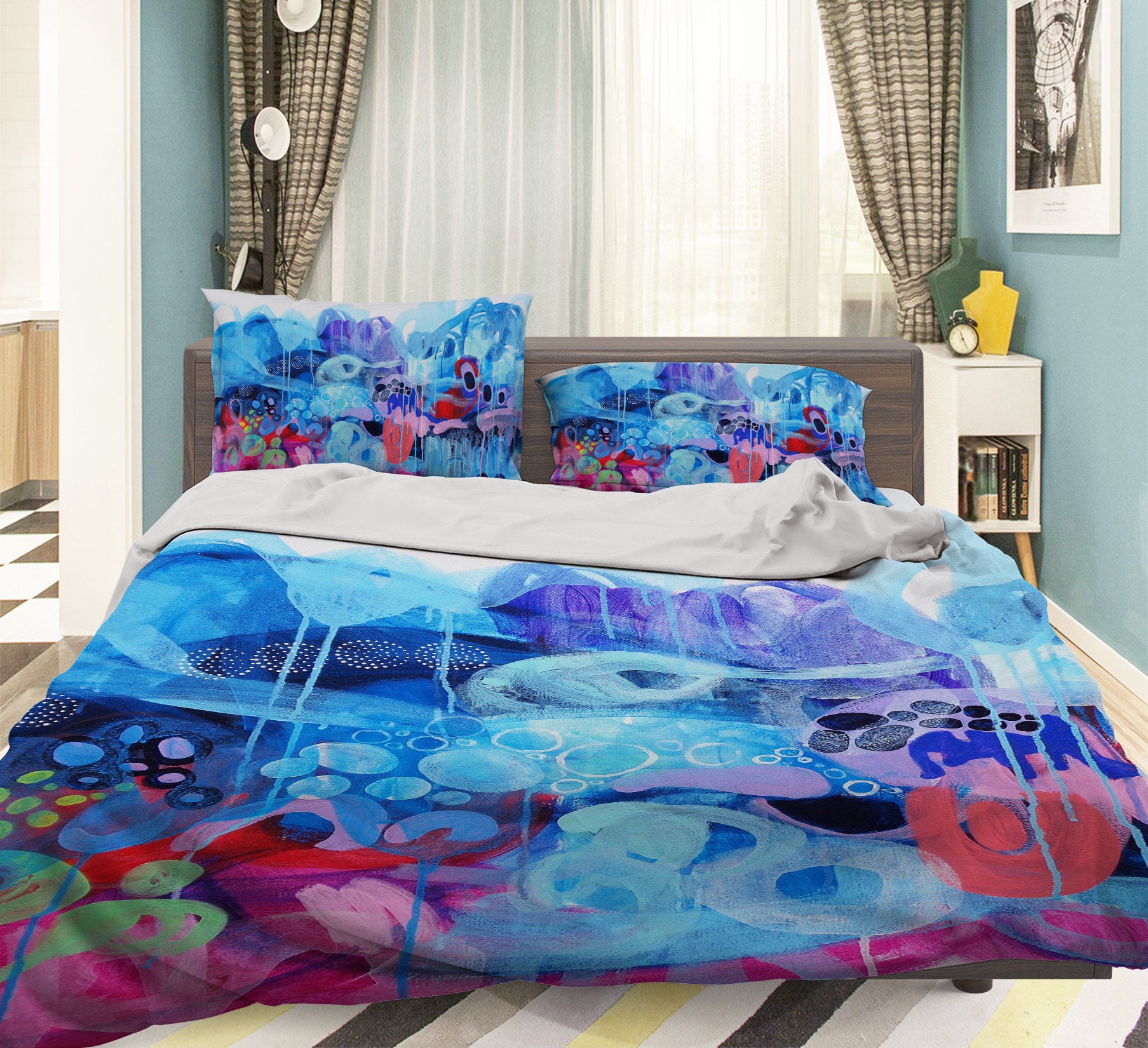 3D Blue Circle Bubble 1165 Misako Chida Bedding Bed Pillowcases Quilt Cover Duvet Cover