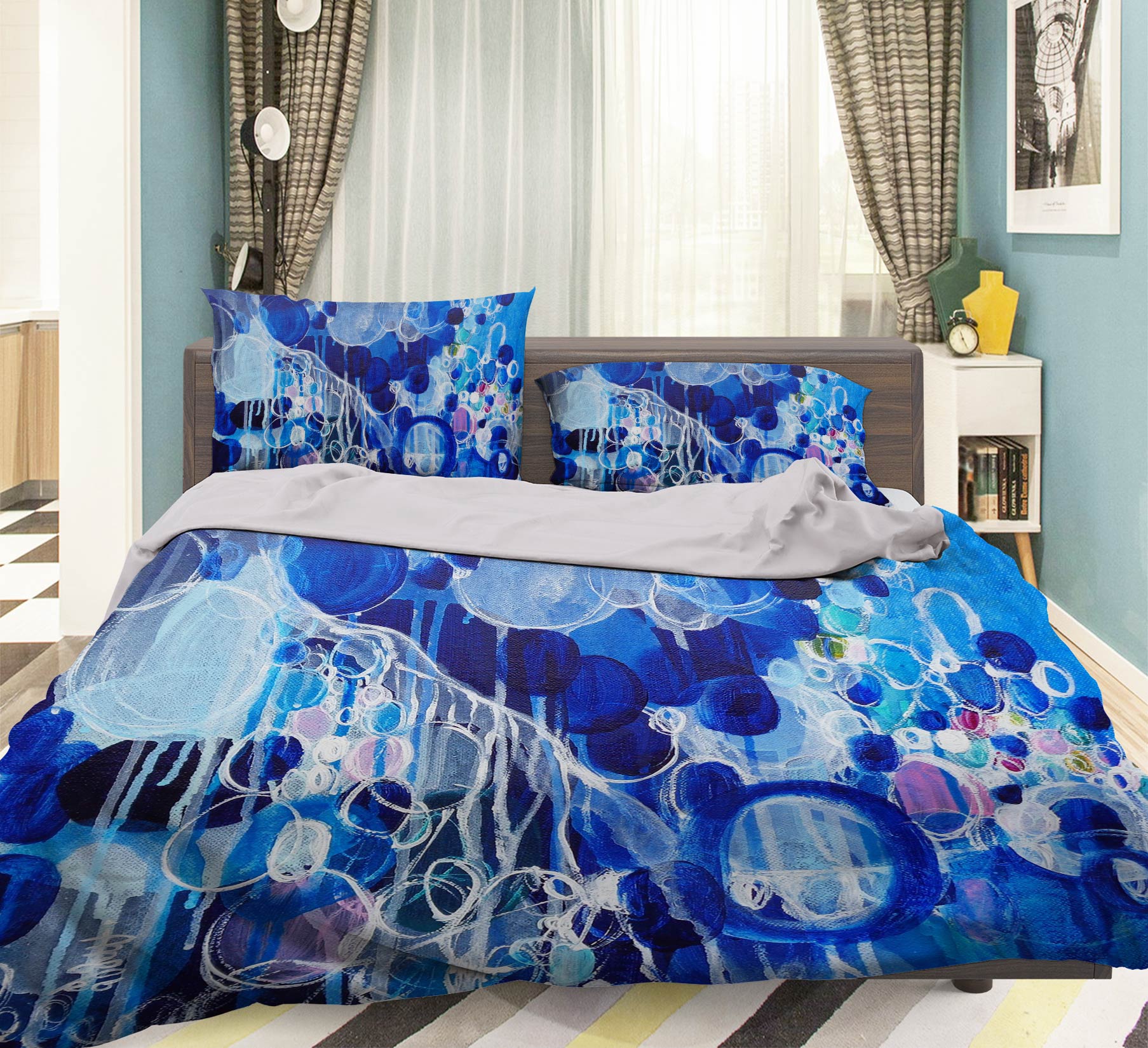 3D Blue Circle Bubble 1122 Misako Chida Bedding Bed Pillowcases Quilt
