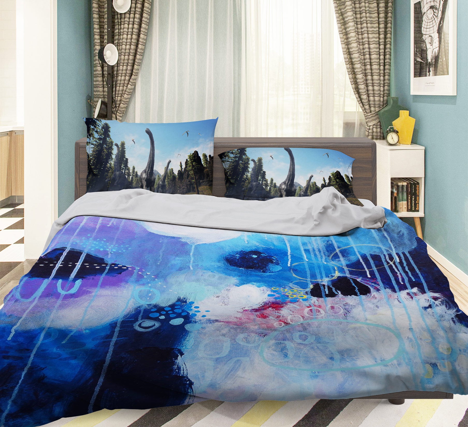 3D Fantasy Blue Watercolor 1111 Misako Chida Bedding Bed Pillowcases Quilt
