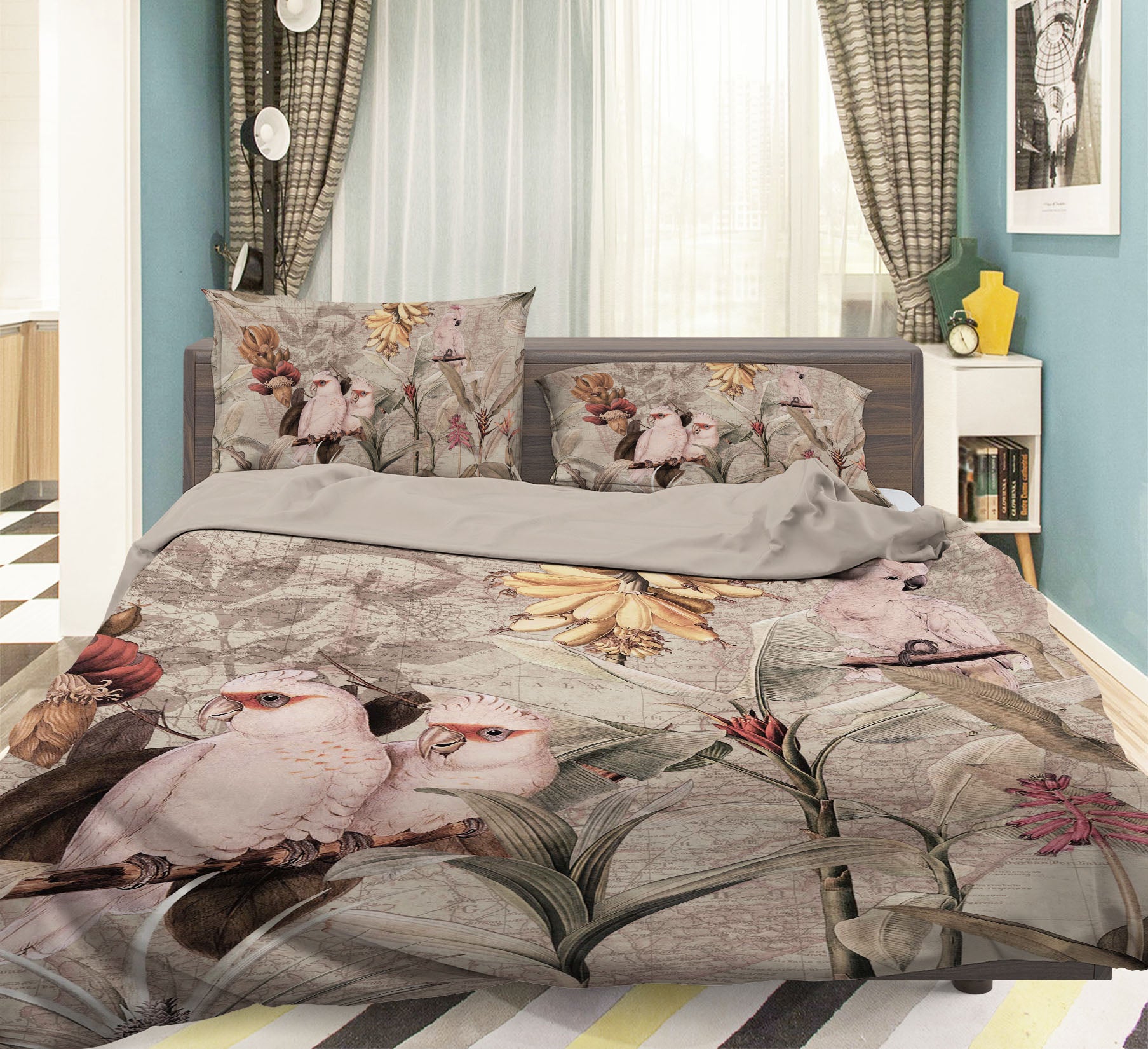 3D Pink Parrot 039 Uta Naumann Bedding Bed Pillowcases Quilt