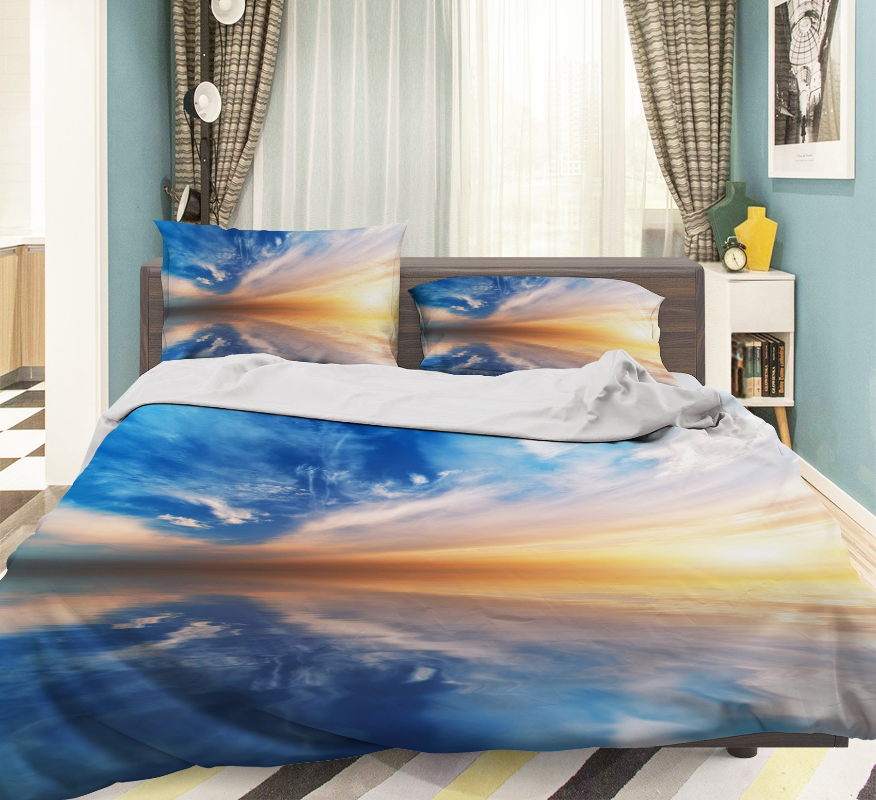 3D Sunset Sea 071 Bed Pillowcases Quilt