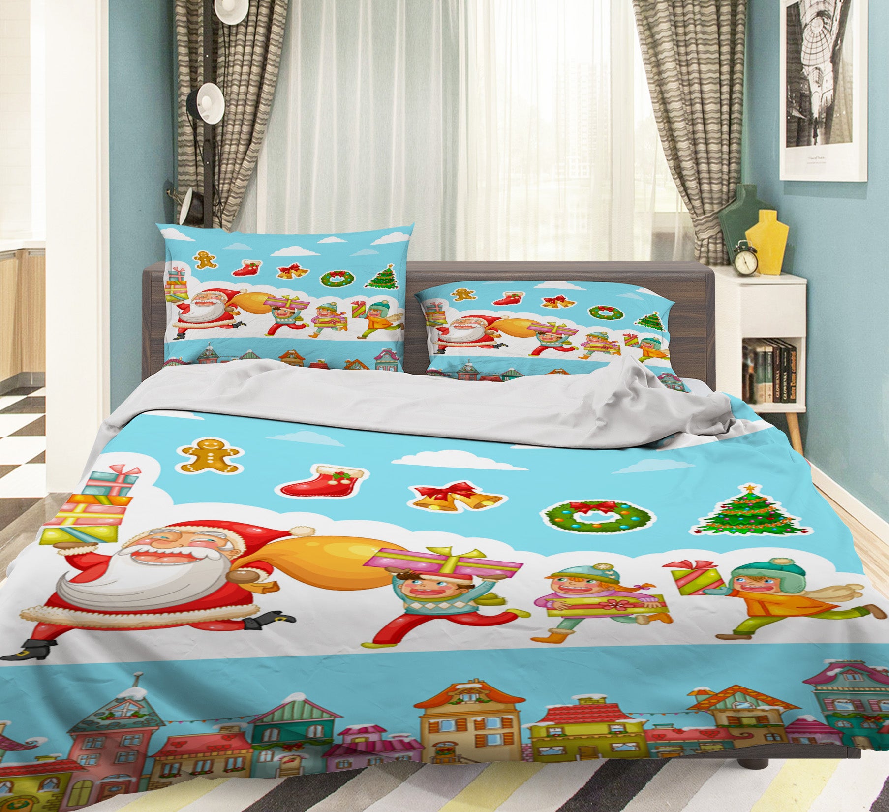 3D Santa Kid 31122 Christmas Quilt Duvet Cover Xmas Bed Pillowcases