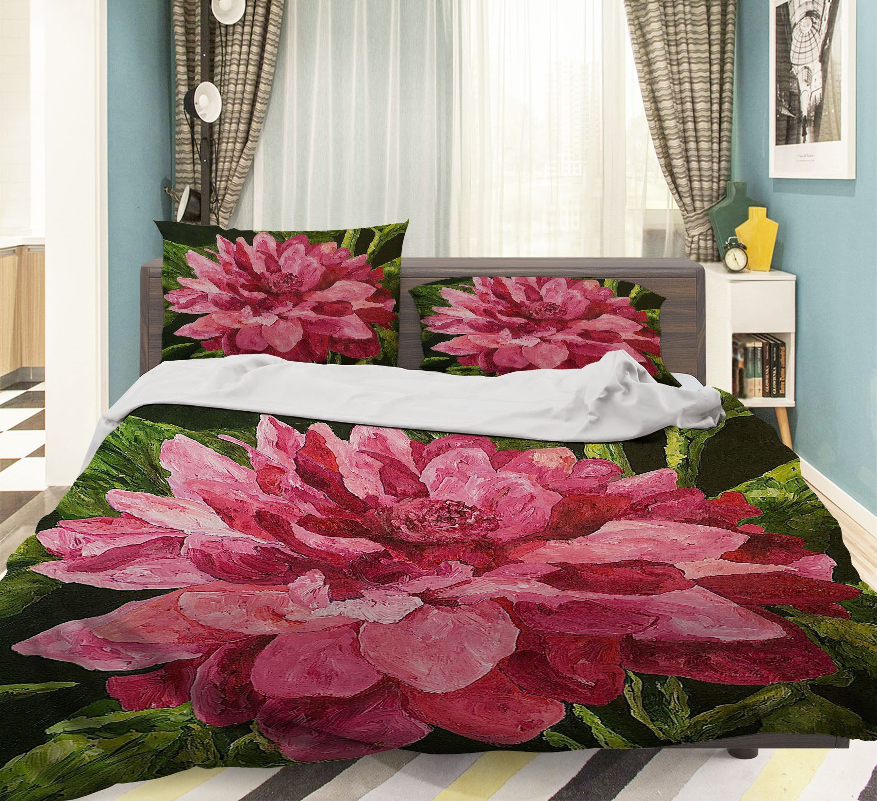 3D Peony Blossom 1041 Allan P. Friedlander Bedding Bed Pillowcases Quilt