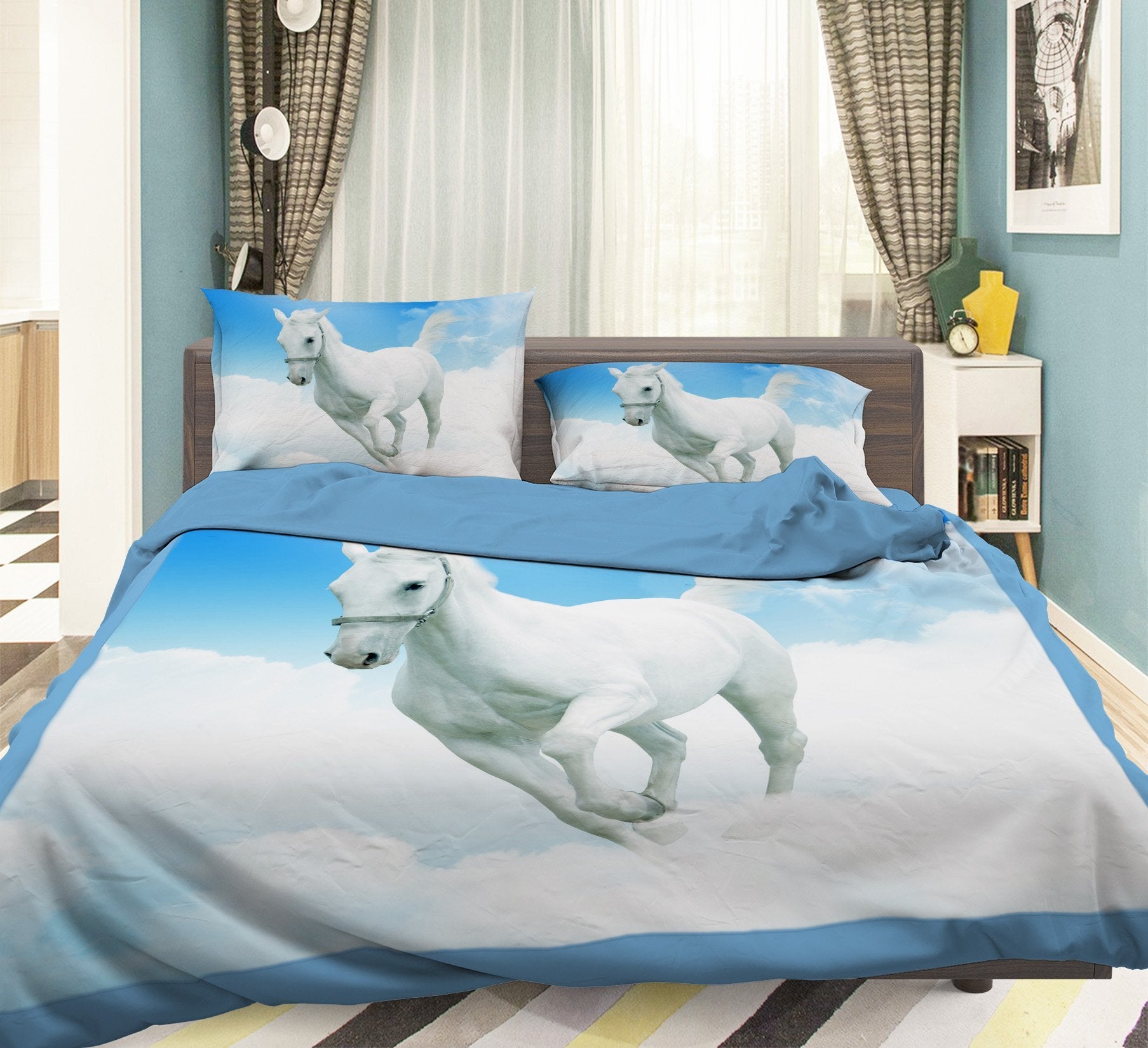 3D White Horse 143 Bed Pillowcases Quilt Wallpaper AJ Wallpaper 