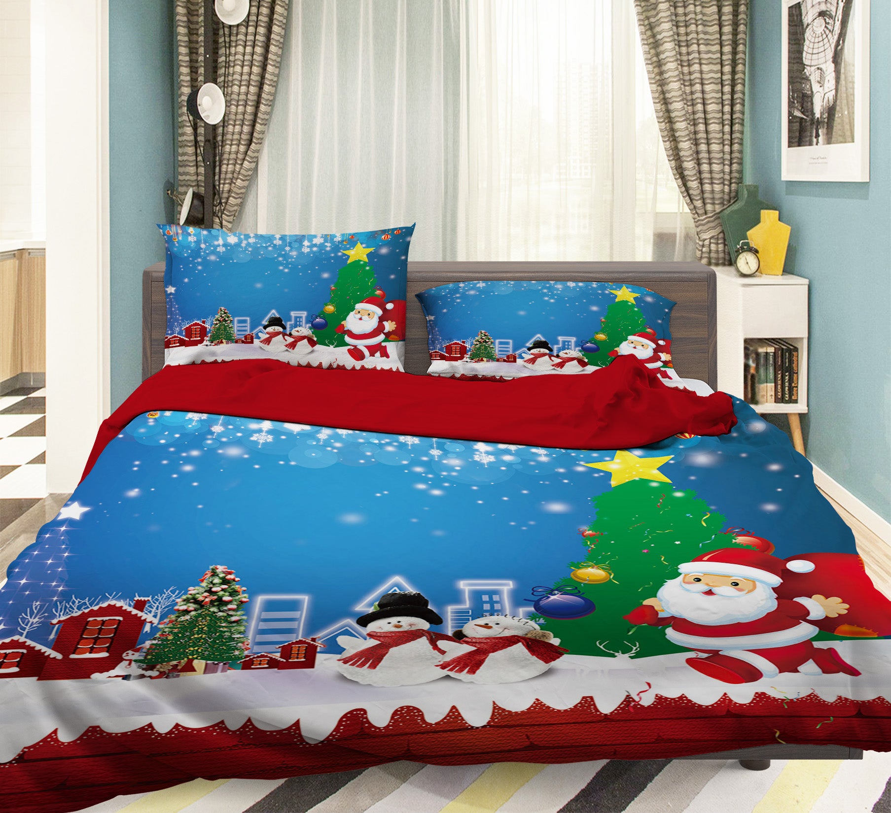 3D Snowman Santa Claus 31099 Christmas Quilt Duvet Cover Xmas Bed Pillowcases