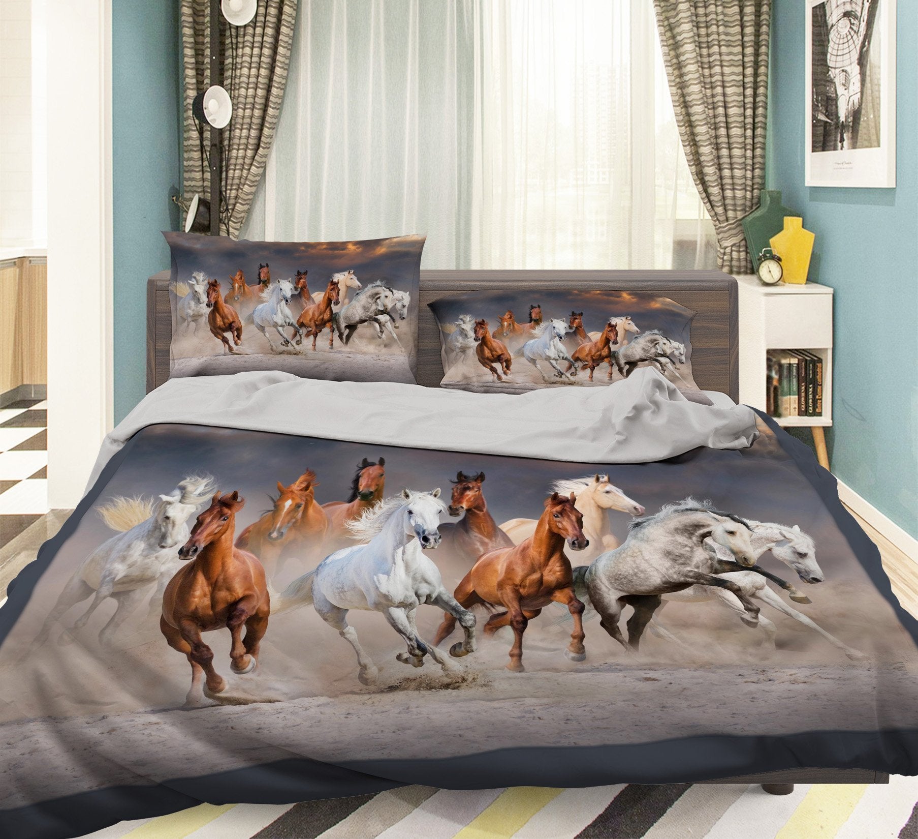 3D Running Horse 130 Bed Pillowcases Quilt Wallpaper AJ Wallpaper 