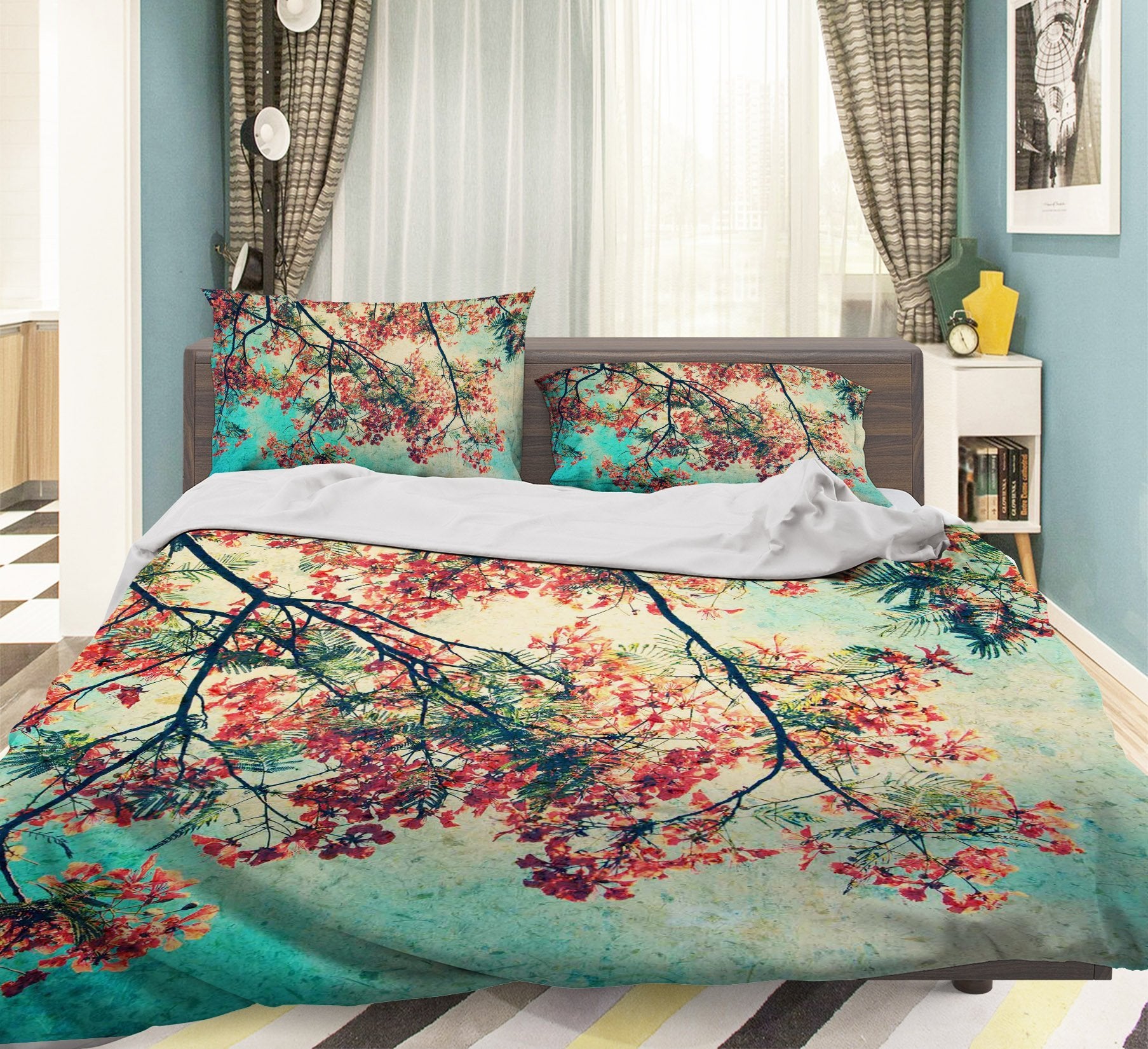 3D Sky Flower 030 Bed Pillowcases Quilt Wallpaper AJ Wallpaper 