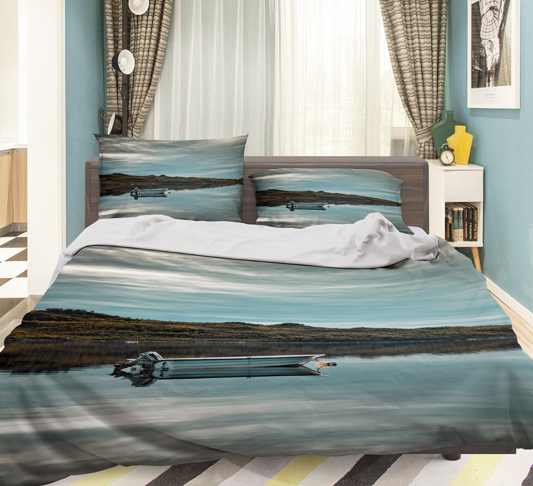 3D Lakeside Boat 8591 Assaf Frank Bedding Bed Pillowcases Quilt