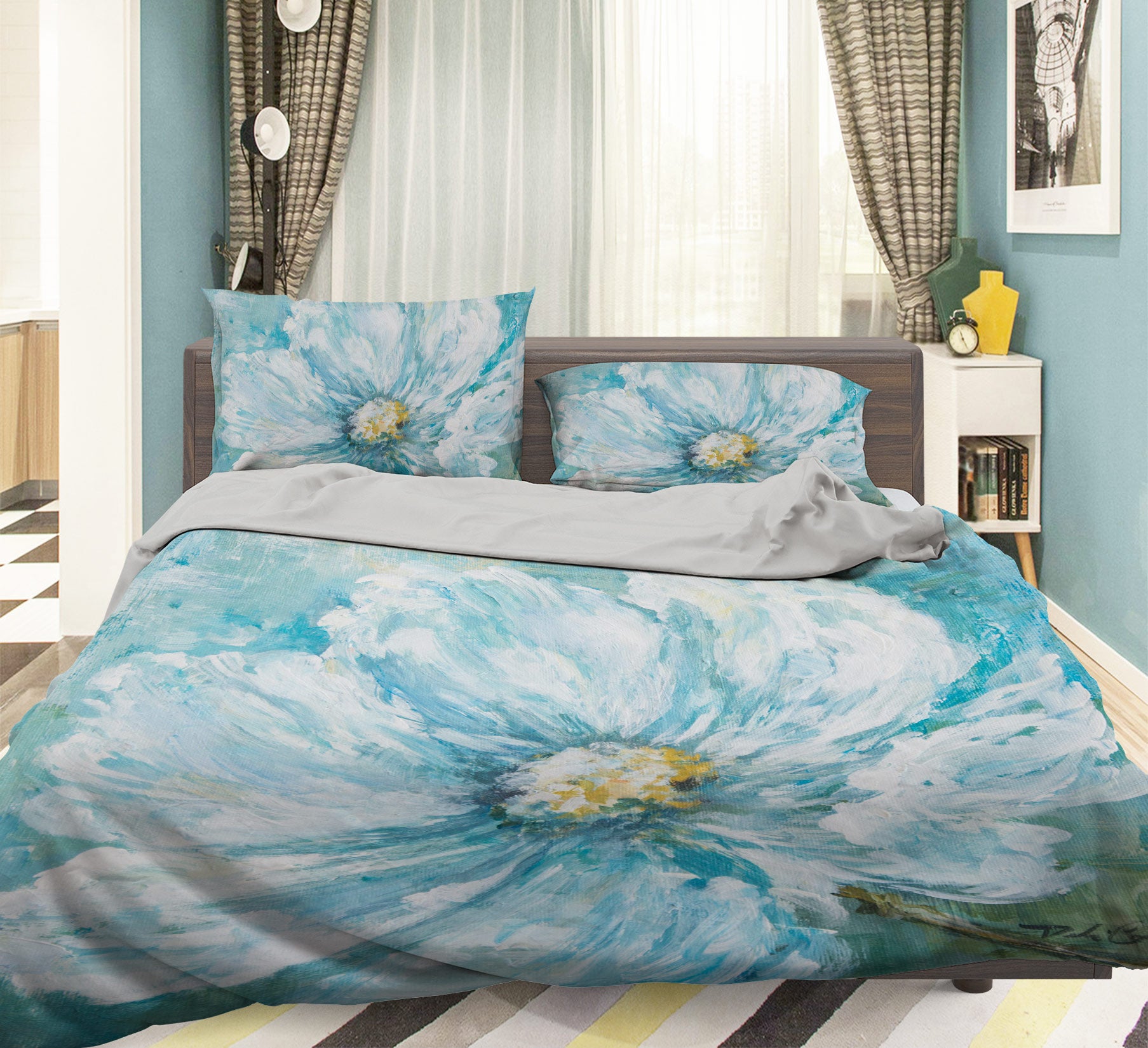 3D Flower White 2079 Debi Coules Bedding Bed Pillowcases Quilt