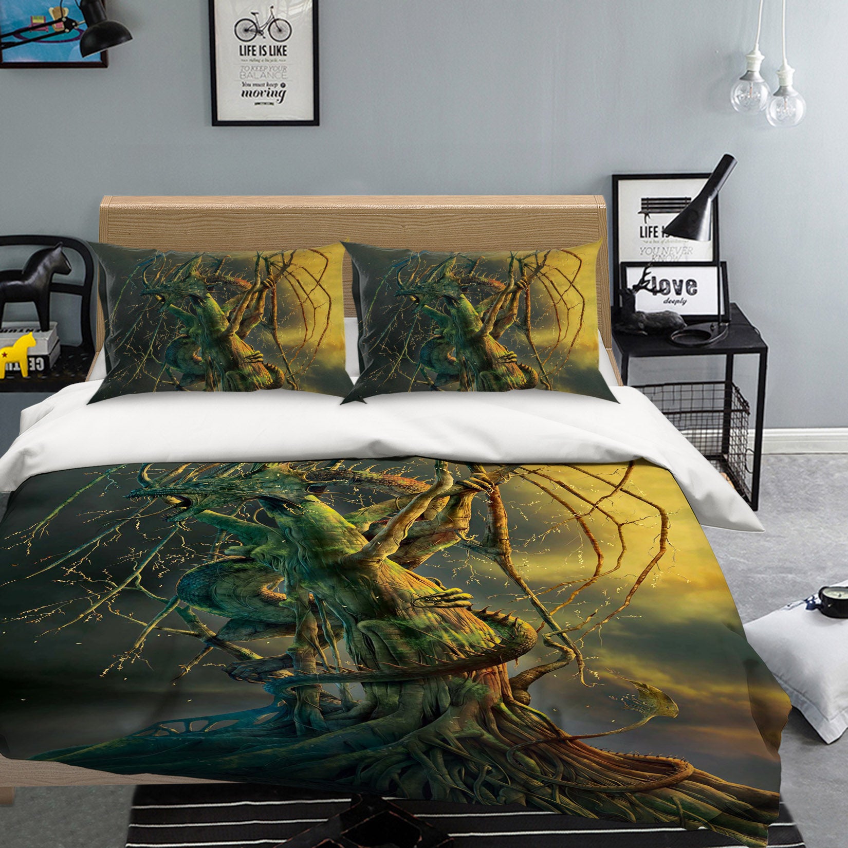 3D Tree Dragon 093 Bed Pillowcases Quilt Exclusive Designer Vincent