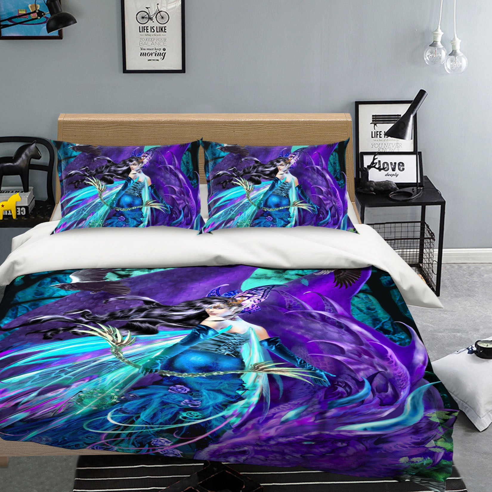 3D Purple Dragon Girl 8337 Ruth Thompson Bedding Bed Pillowcases Quilt Cover Duvet Cover