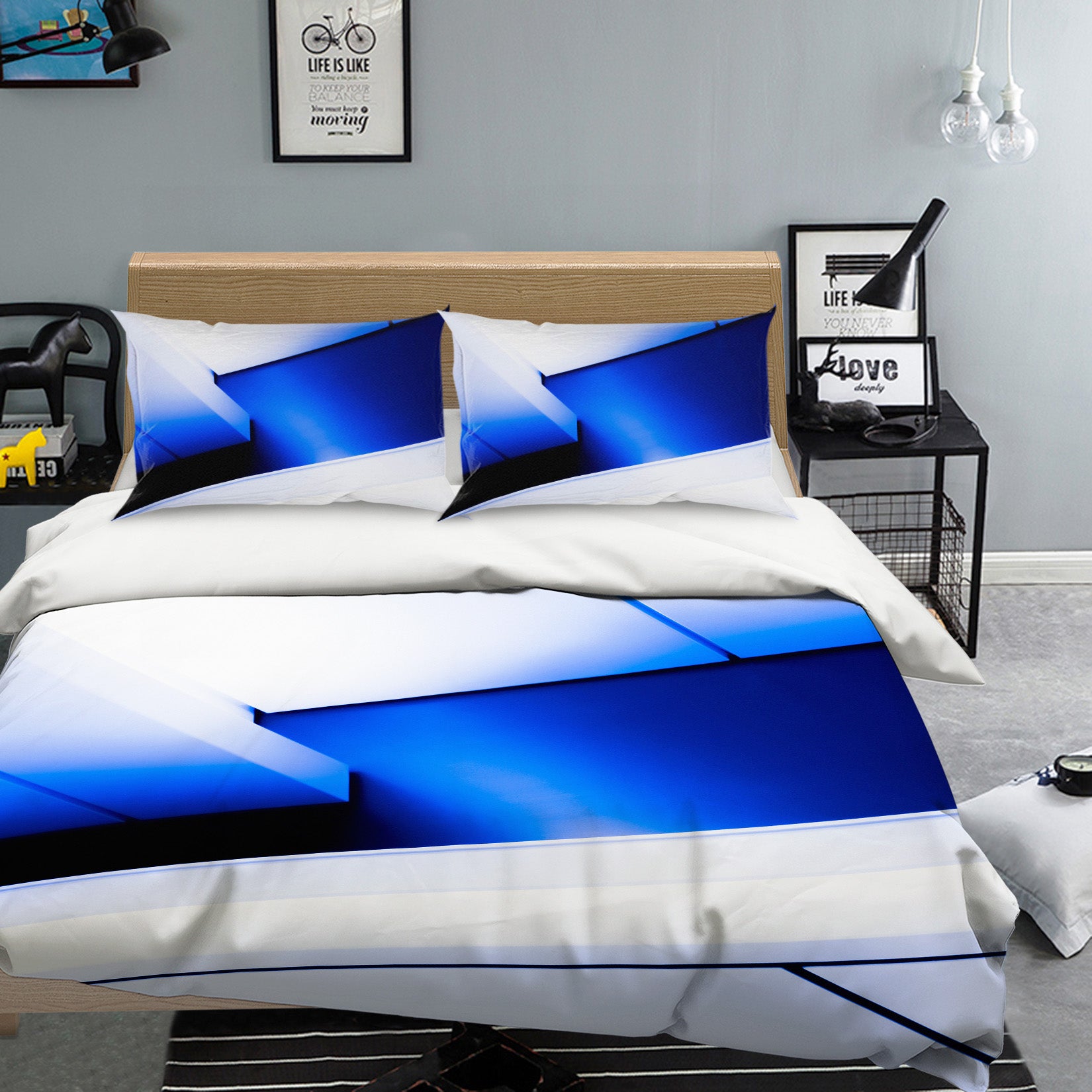 3D Bright Blue 2017 Noirblanc777 Bedding Bed Pillowcases Quilt