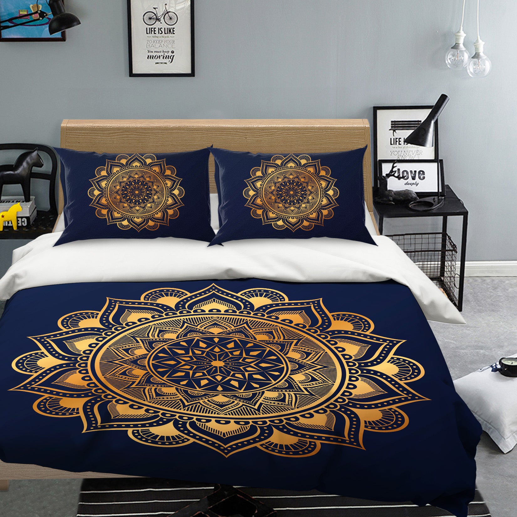 3D Golden Circle Pattern 64009 Bed Pillowcases Quilt