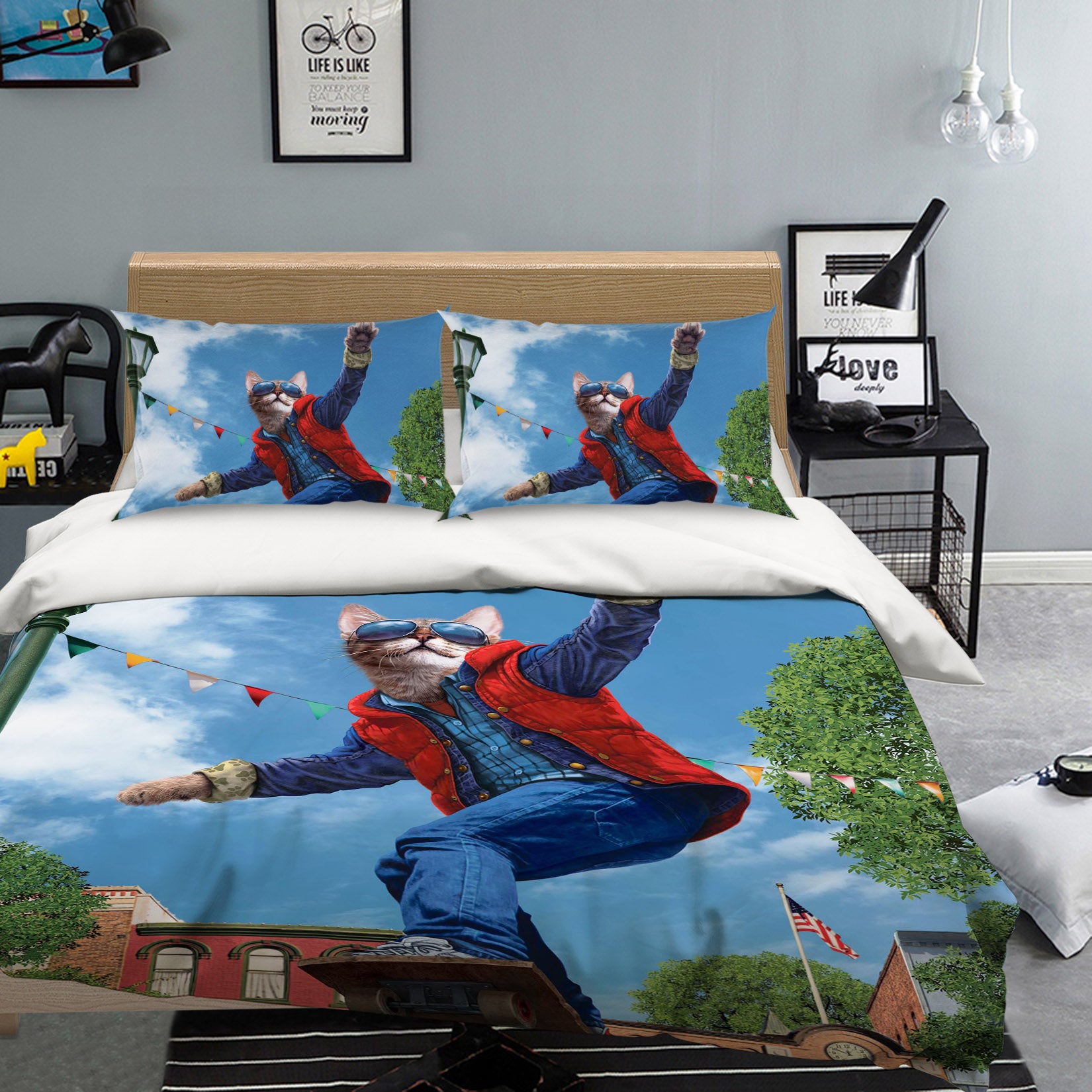 3D Cat To The Future 026 Bed Pillowcases Quilt Exclusive Designer Vincent