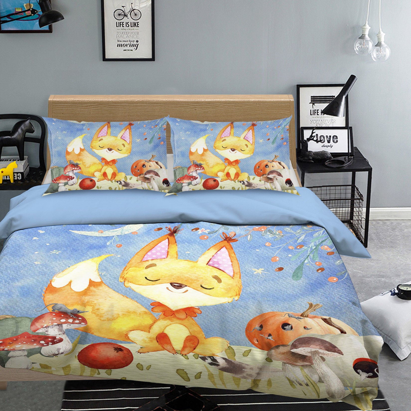 3D Fox Mushroom 249 Uta Naumann Bedding Bed Pillowcases Quilt