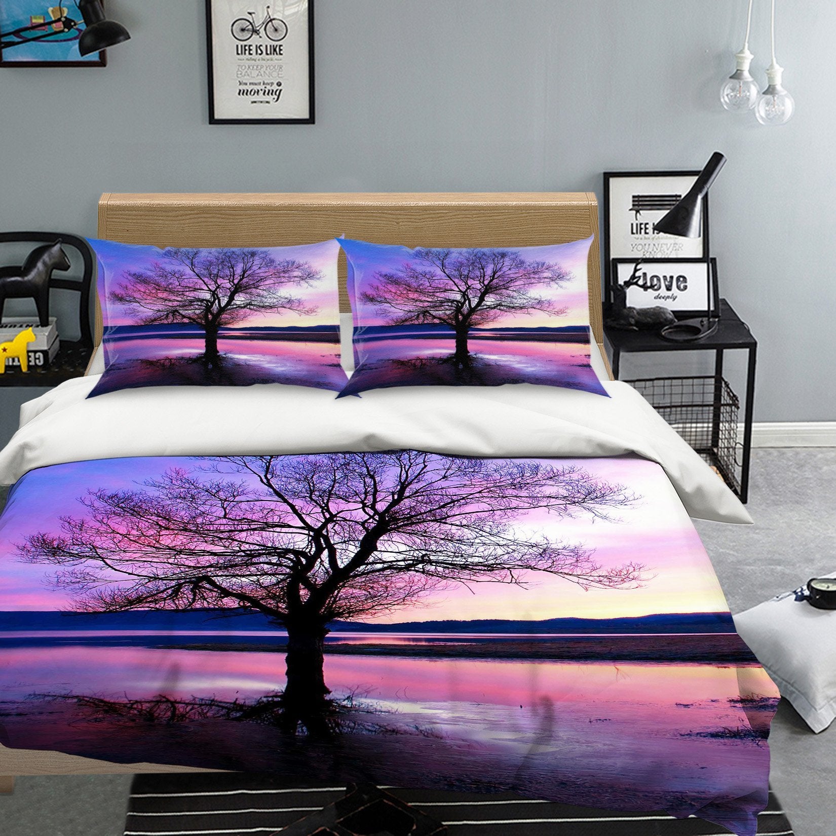 3D Back Shadow Tree 179 Bed Pillowcases Quilt Wallpaper AJ Wallpaper 