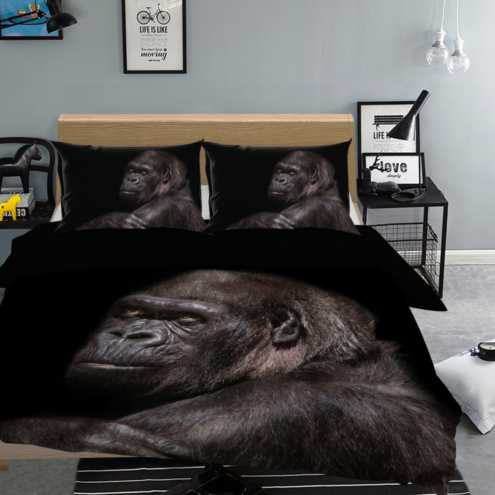 3D Black Orangutan 056 Bed Pillowcases Quilt