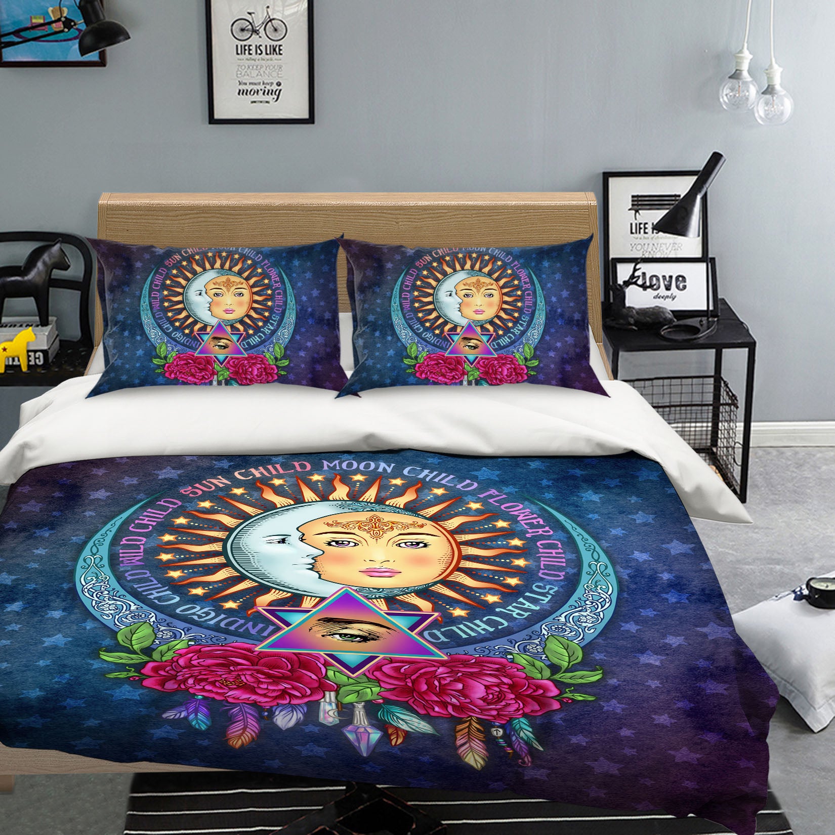 3D Sun Moon Flower 8823 Brigid Ashwood Bedding Bed Pillowcases Quilt Cover Duvet Cover