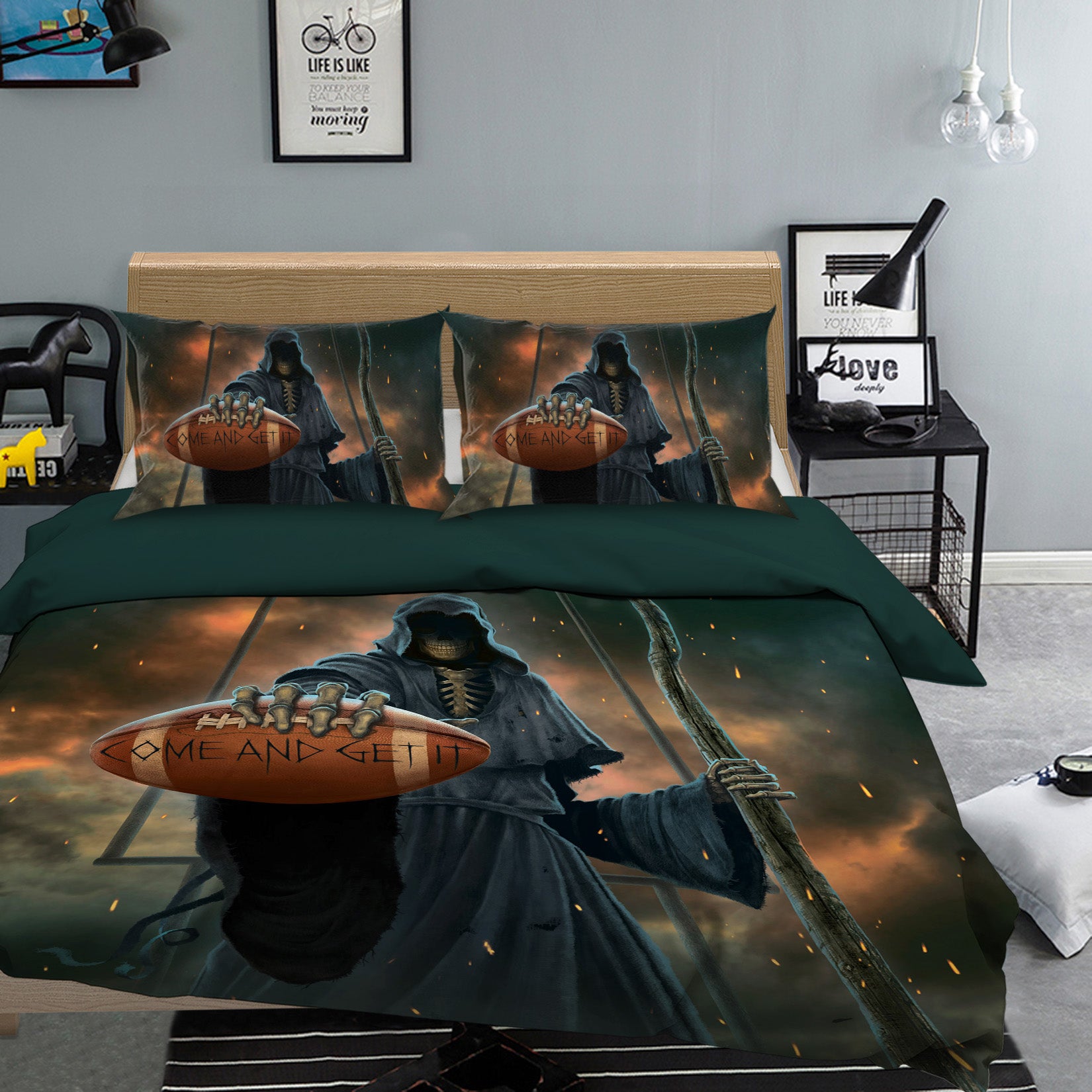 3D Football Grim Reaper 033 Bed Pillowcases Quilt Exclusive Designer Vincent