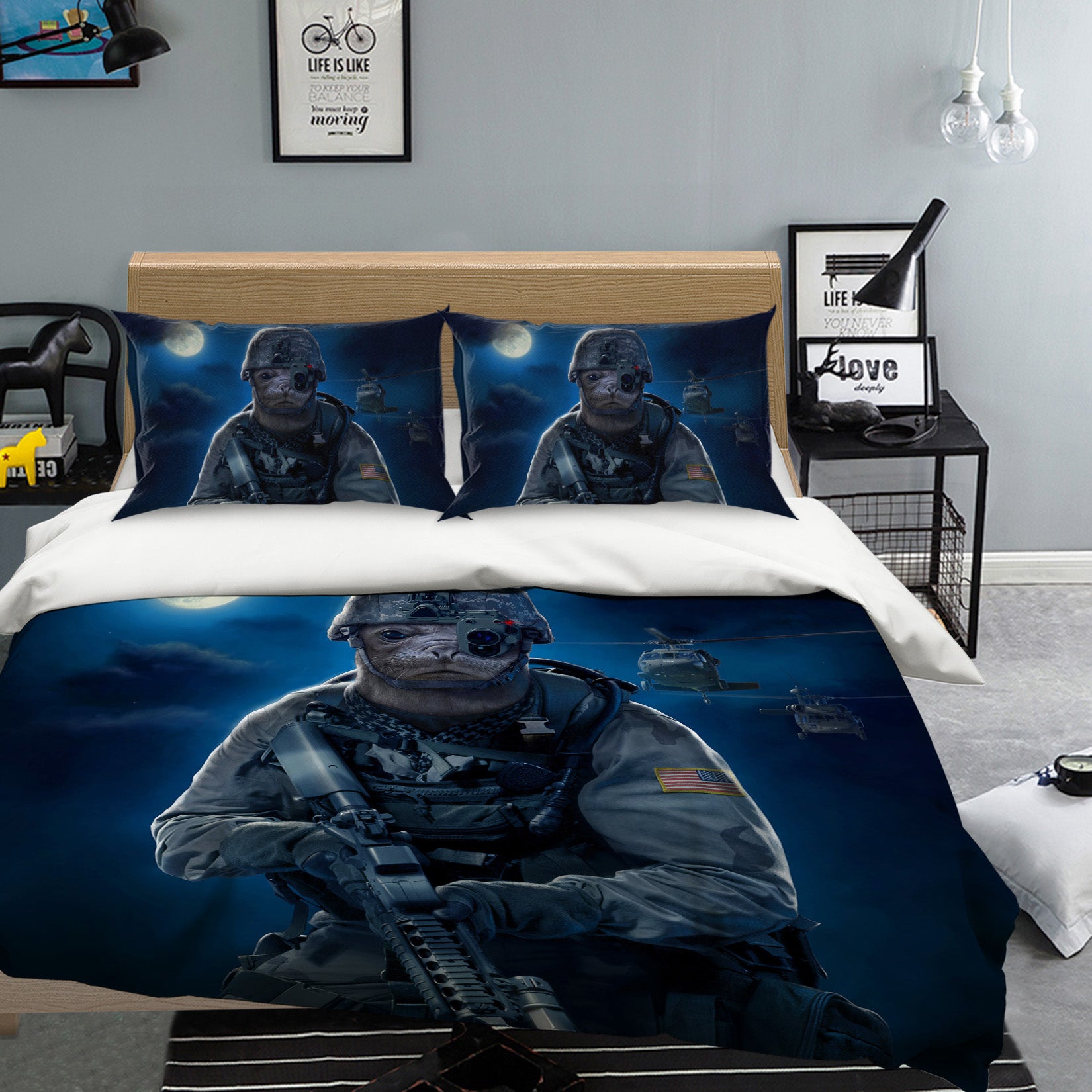 3D Moon Commando 076 Bed Pillowcases Quilt Exclusive Designer Vincent