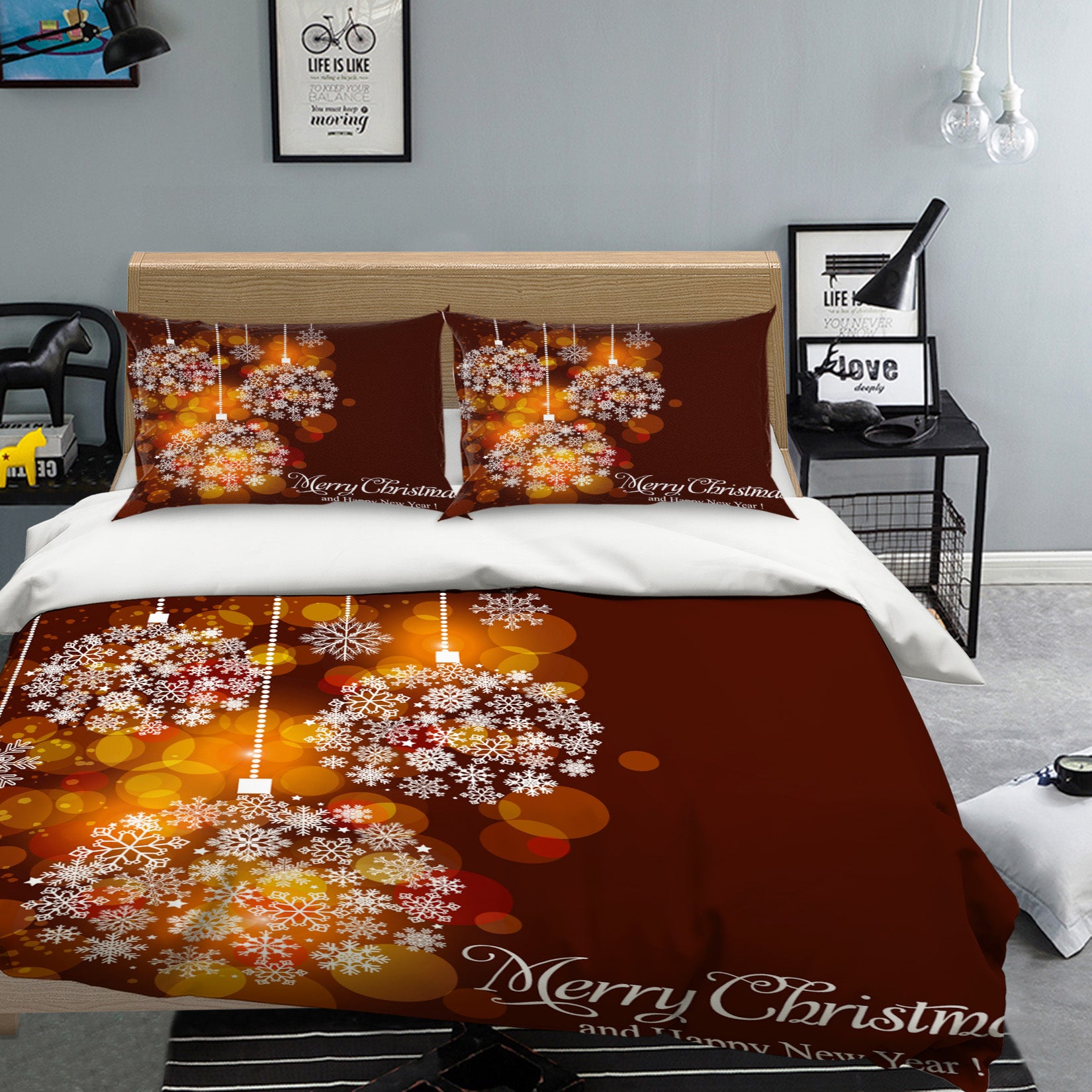 3D Snow Globe 52231 Christmas Quilt Duvet Cover Xmas Bed Pillowcases