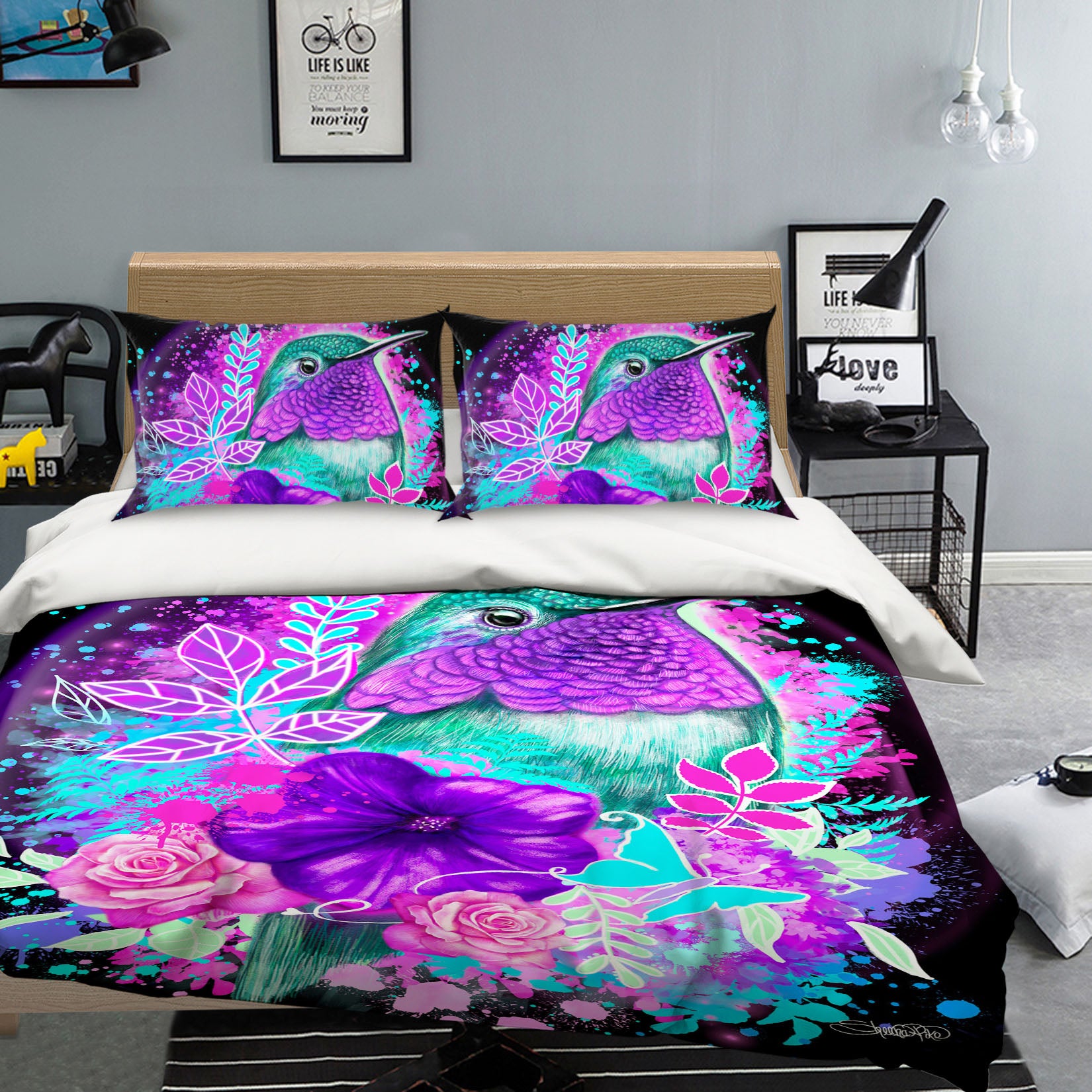 3D Purple Bird Flower 8556 Sheena Pike Bedding Bed Pillowcases Quilt Cover Duvet Cover