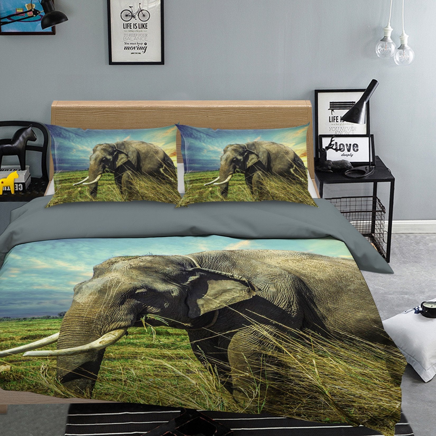 3D Steppe Elephant 1936 Bed Pillowcases Quilt Quiet Covers AJ Creativity Home 