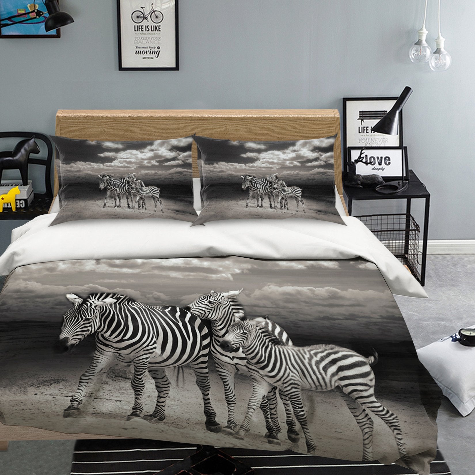 3D Zebra Family 2015 Bed Pillowcases Quilt Quiet Covers AJ Creativity Home 