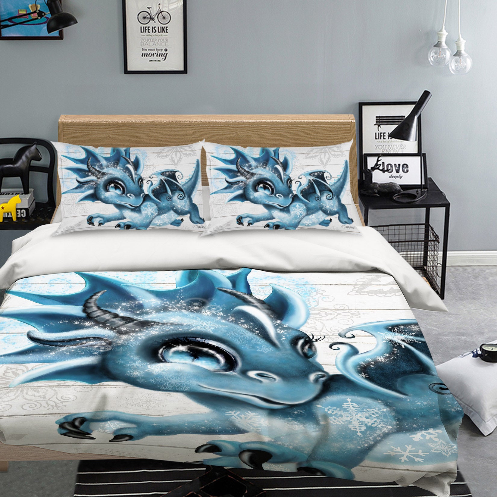 3D Snow Dragon 8627 Sheena Pike Bedding Bed Pillowcases Quilt Cover Duvet Cover