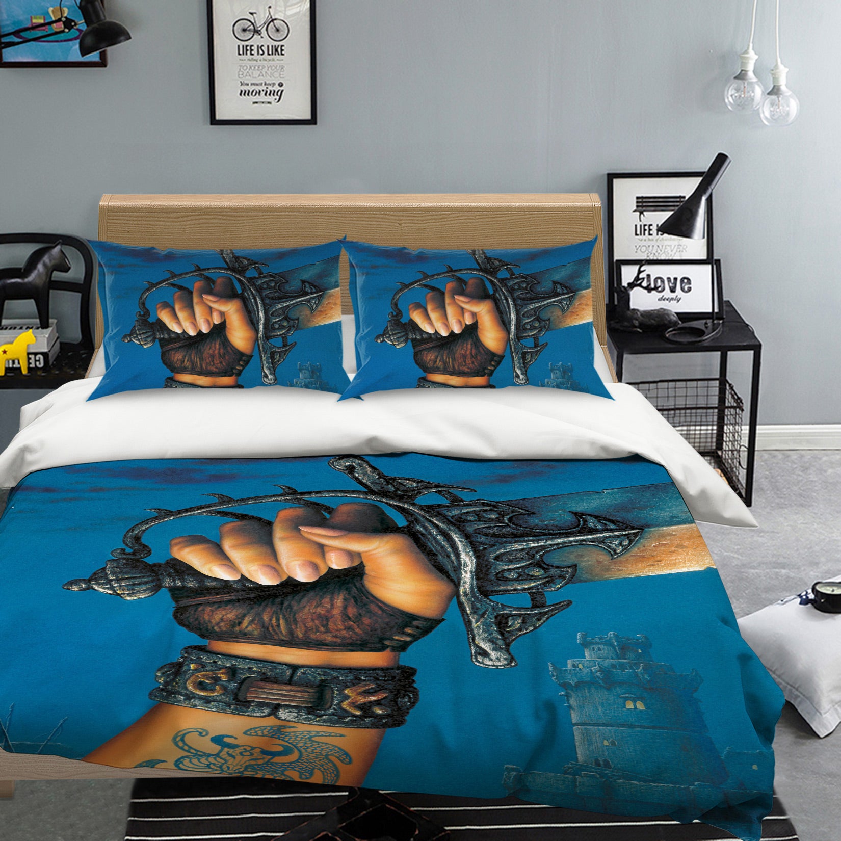 3D Sword In Hand 6168 Ciruelo Bedding Bed Pillowcases Quilt