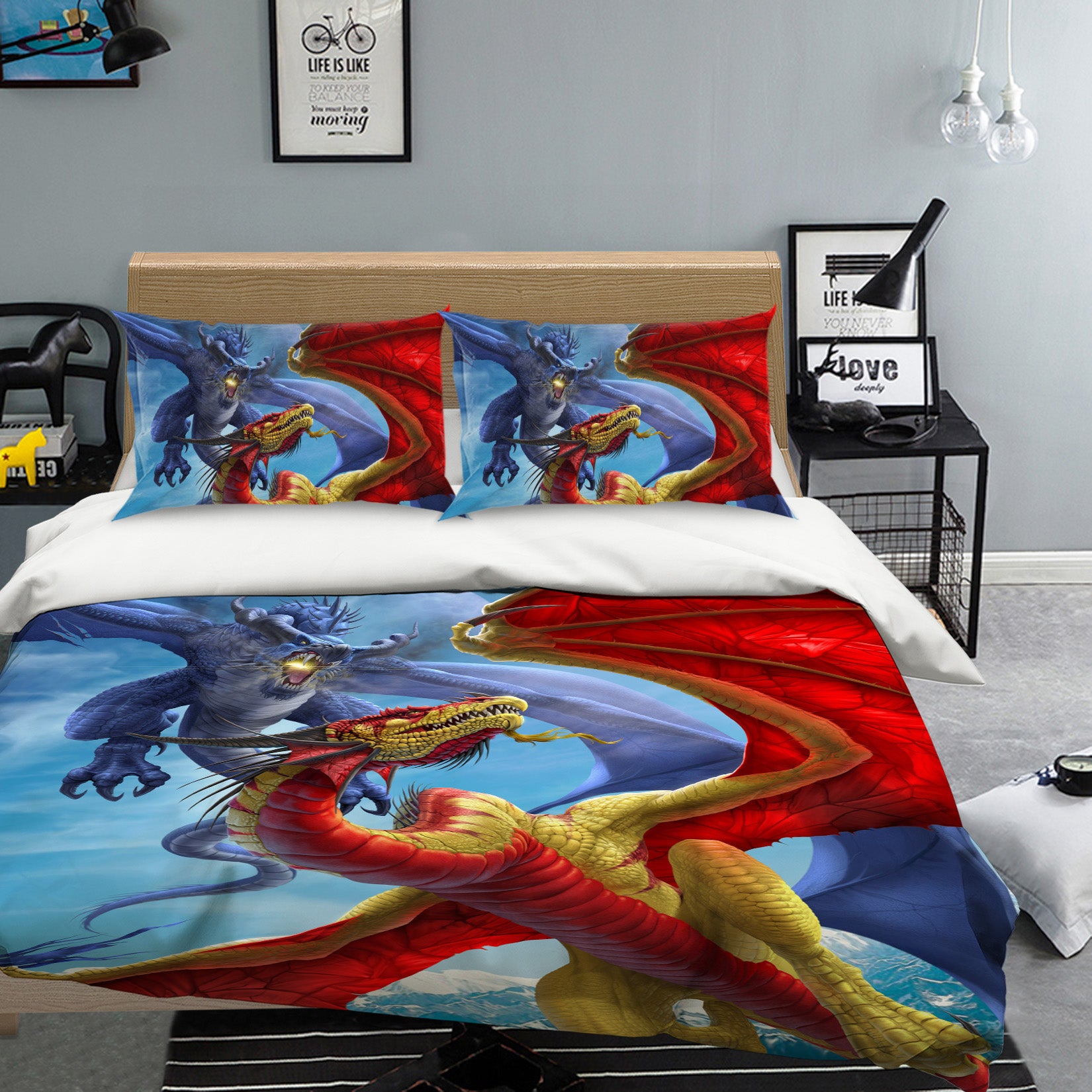 3D Winged Dragon 4096 Tom Wood Bedding Bed Pillowcases Quilt