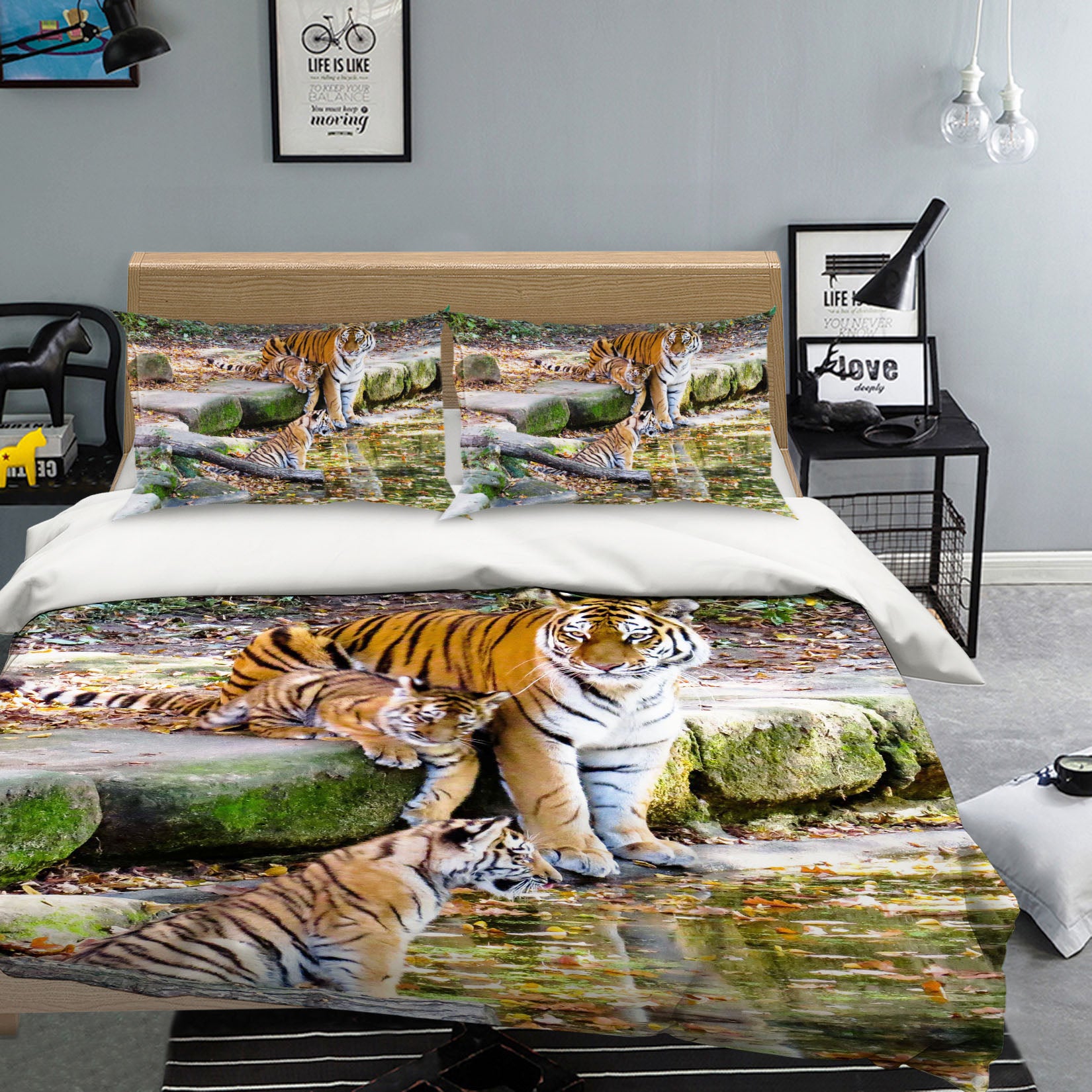 3D River Tiger 137 Bed Pillowcases Quilt