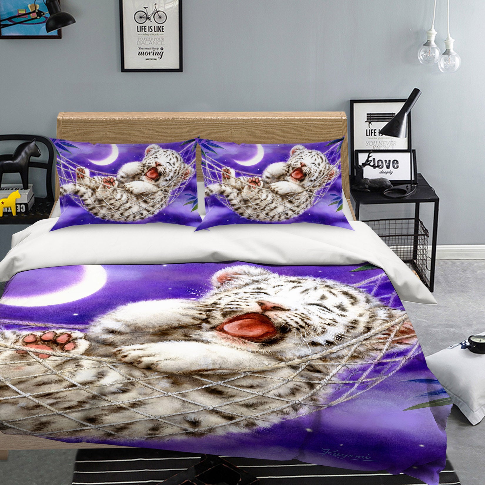 3D Lion Baby Moon 5834 Kayomi Harai Bedding Bed Pillowcases Quilt Cover Duvet Cover