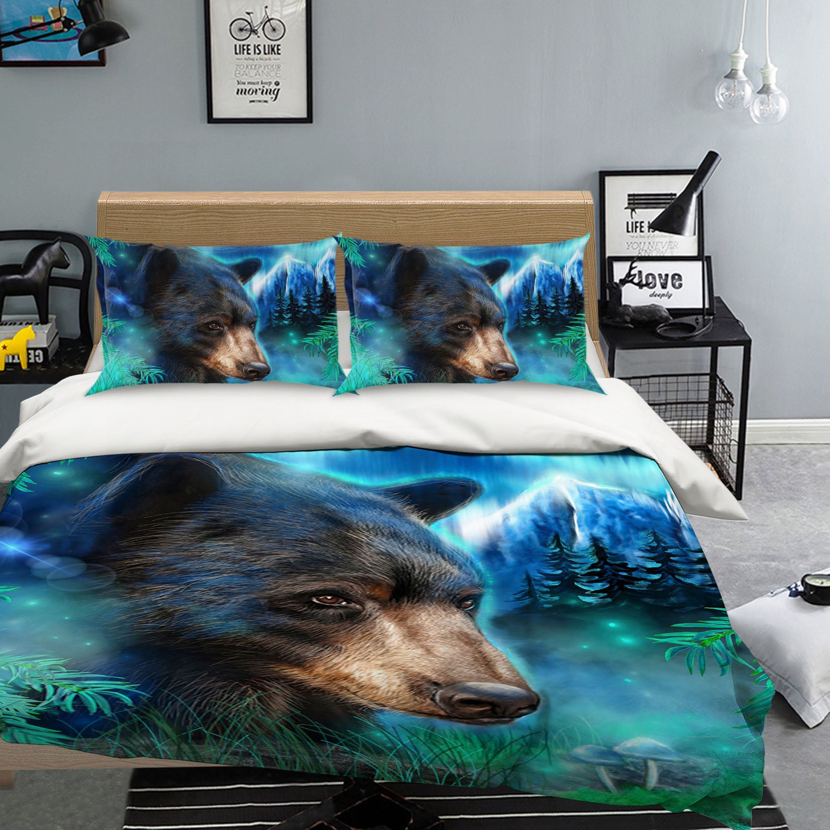 3D Aurora Bear 8579 Sheena Pike Bedding Bed Pillowcases Quilt Cover Duvet Cover