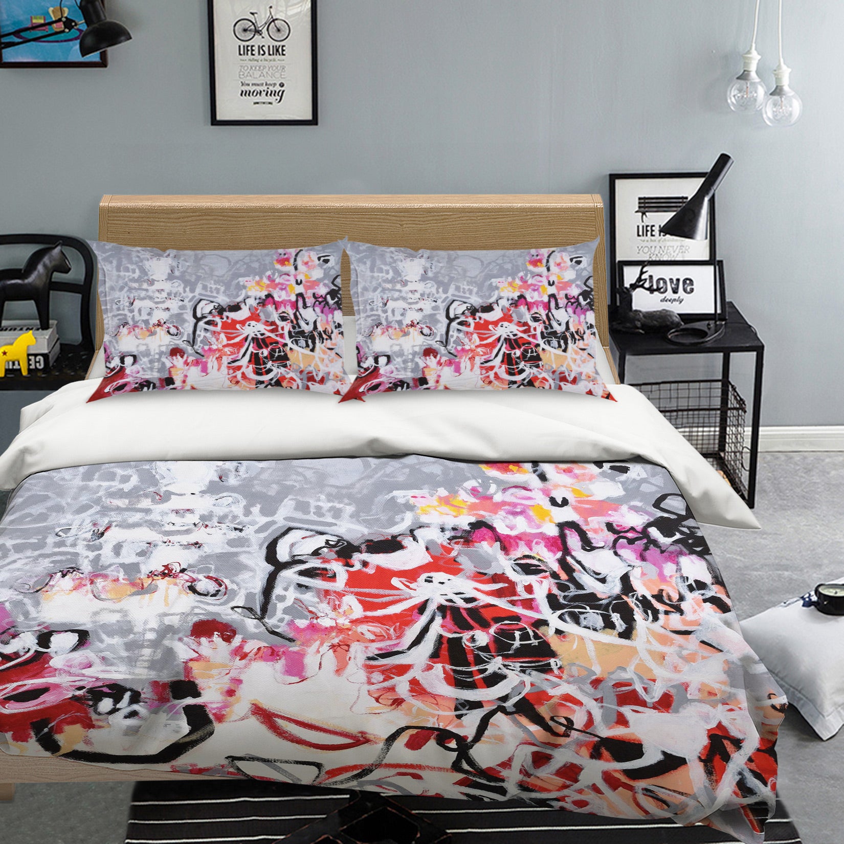 3D Grey Art Graffiti 1180 Misako Chida Bedding Bed Pillowcases Quilt Cover Duvet Cover