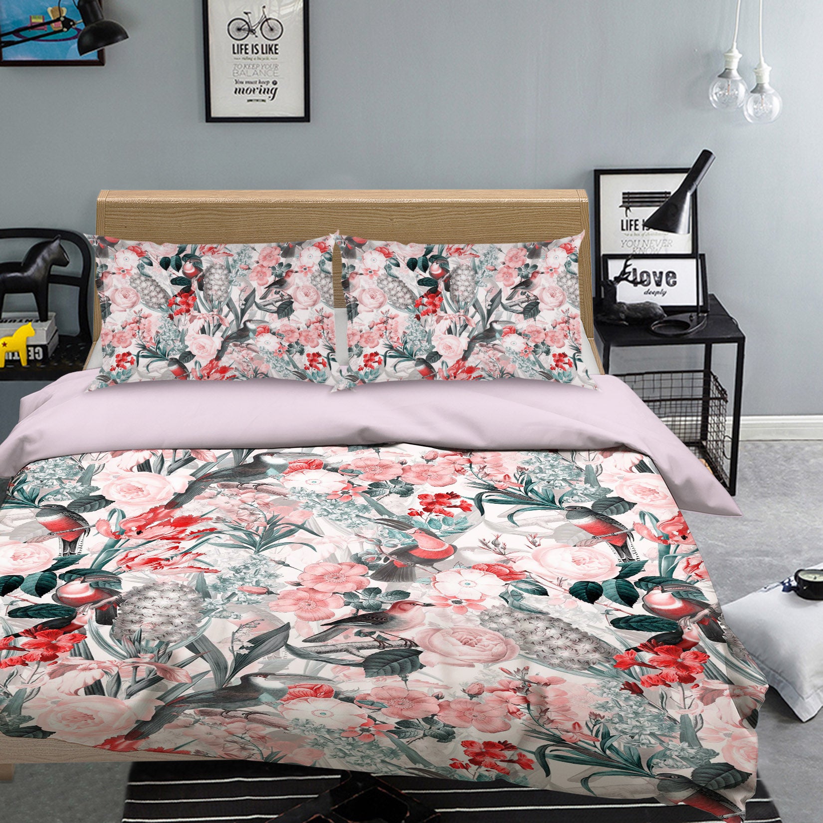 3D Pink Toucan 180 Uta Naumann Bedding Bed Pillowcases Quilt