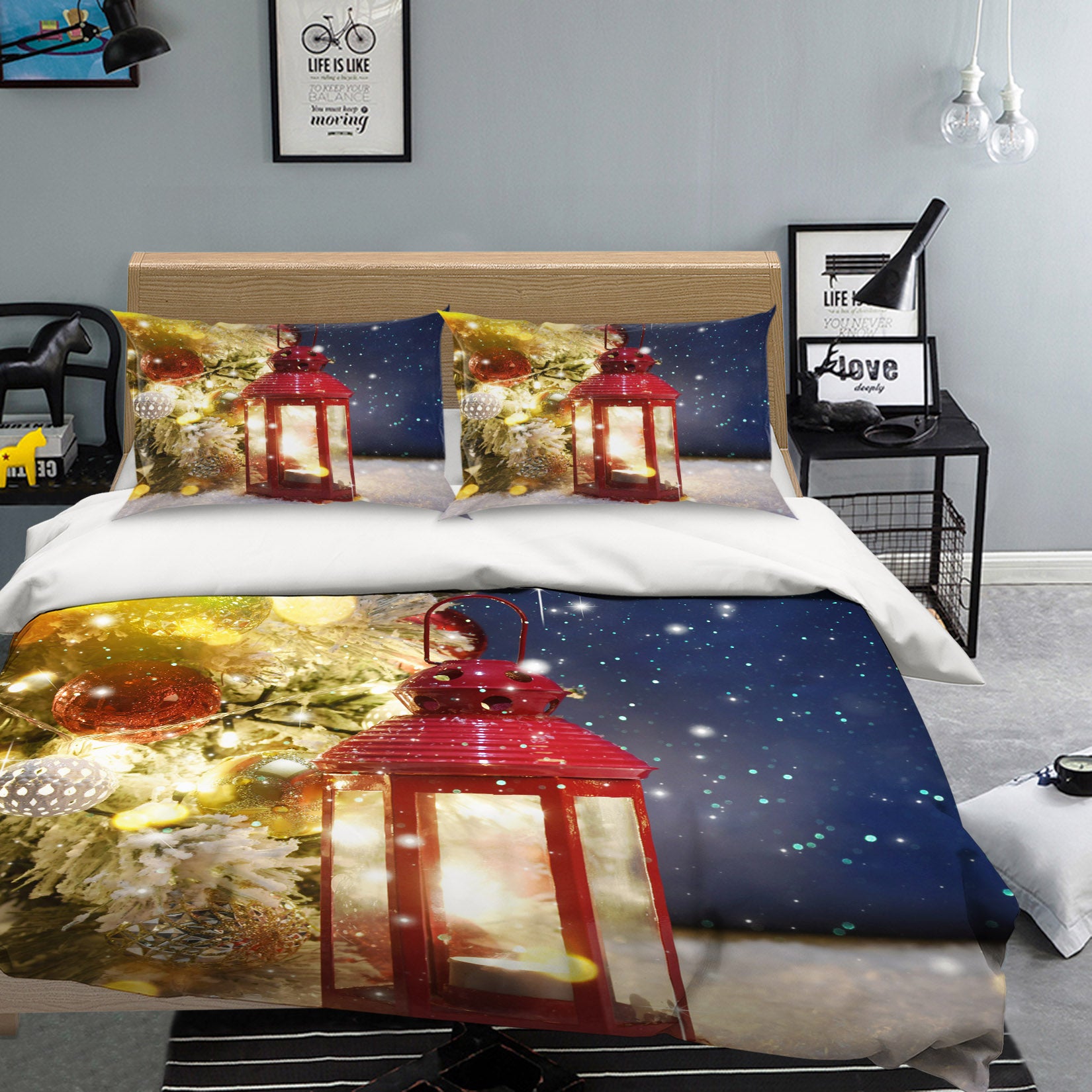 3D Candle Light Snowing 53005 Christmas Quilt Duvet Cover Xmas Bed Pillowcases