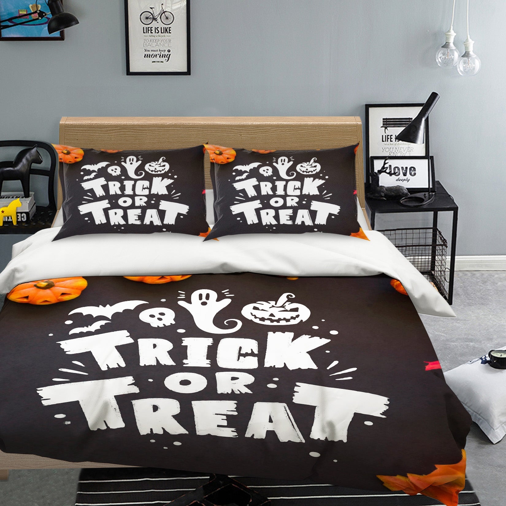 3D Pumpkin Pattern 1215 Halloween Bed Pillowcases Quilt Quiet Covers AJ Creativity Home 