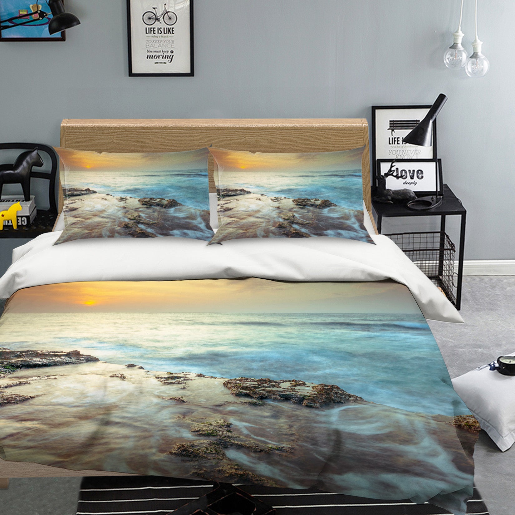 3D Seaside Stones 8583 Assaf Frank Bedding Bed Pillowcases Quilt