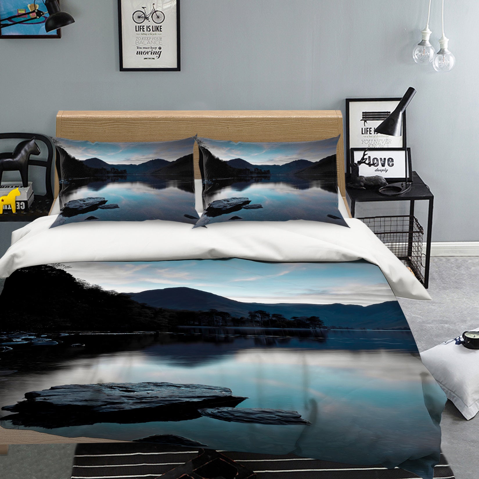 3D Lake Mountain Shadow 8598 Assaf Frank Bedding Bed Pillowcases Quilt