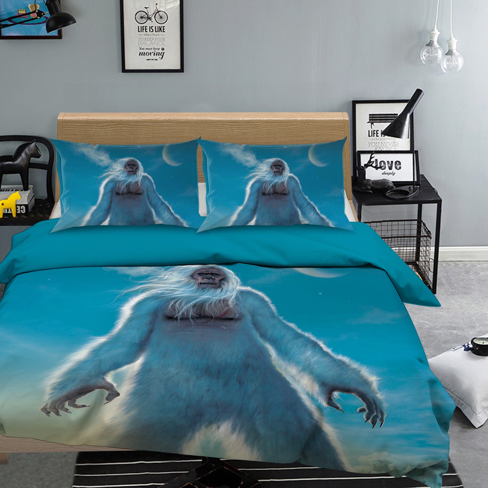 3D Tall Yeti 104 Bed Pillowcases Quilt Exclusive Designer Vincent