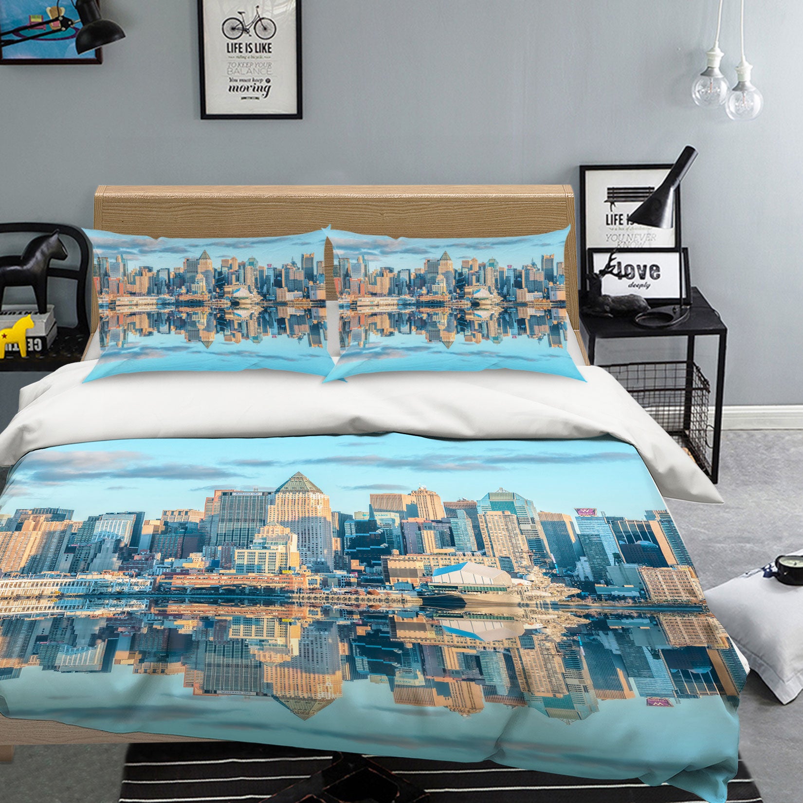 3D City River Reflection 1021 Assaf Frank Bedding Bed Pillowcases Quilt
