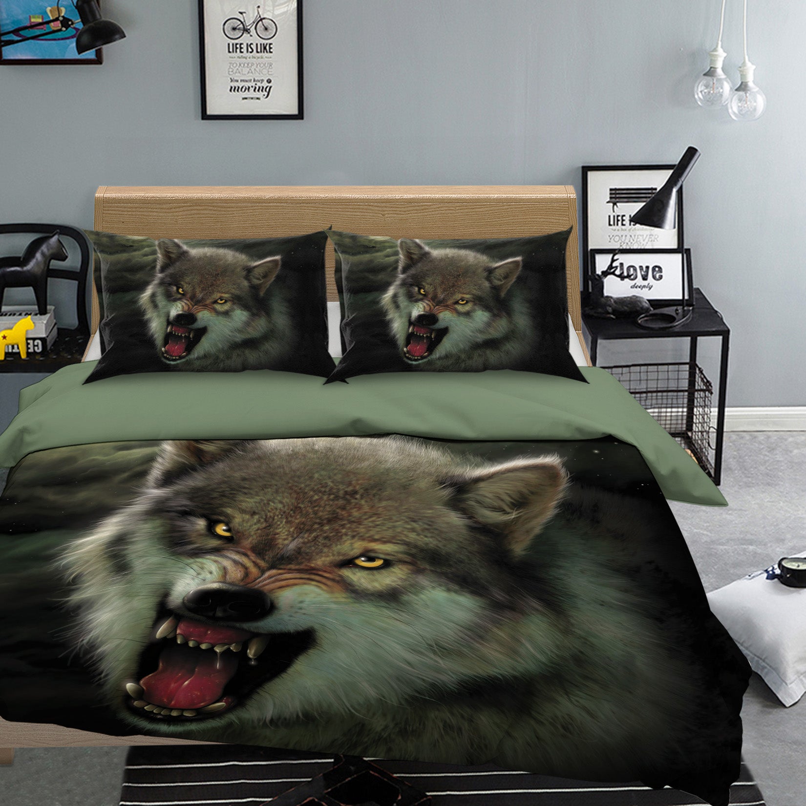 3D Moon Wolf 064 Bed Pillowcases Quilt Exclusive Designer Vincent