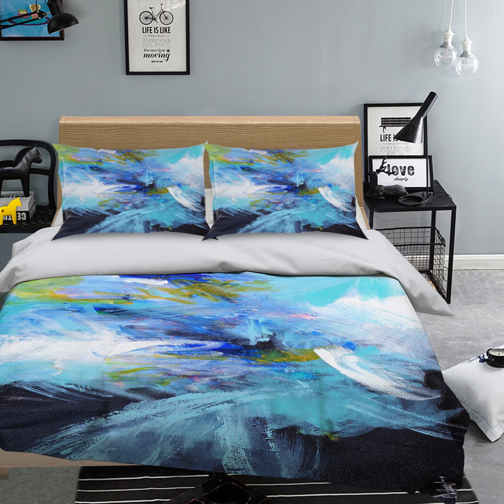 3D Blue Watercolor 1114 Misako Chida Bedding Bed Pillowcases Quilt